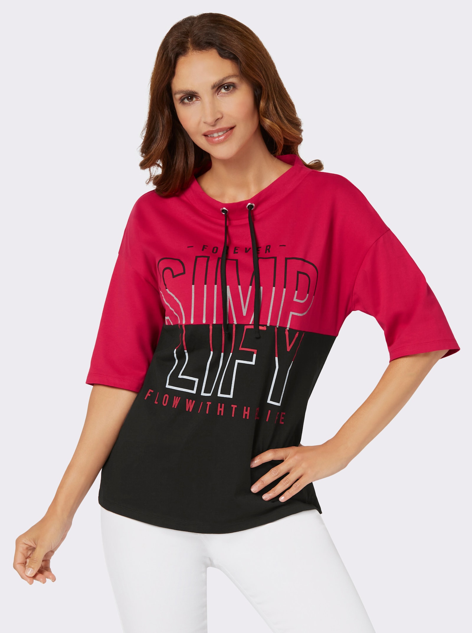 Shirt met korte mouwen en letterprint - rood/zwart geprint