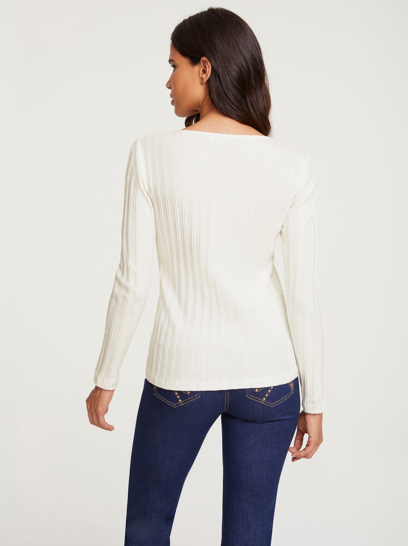 heine T-shirt à manches longues avec empiècement en crochet - écru