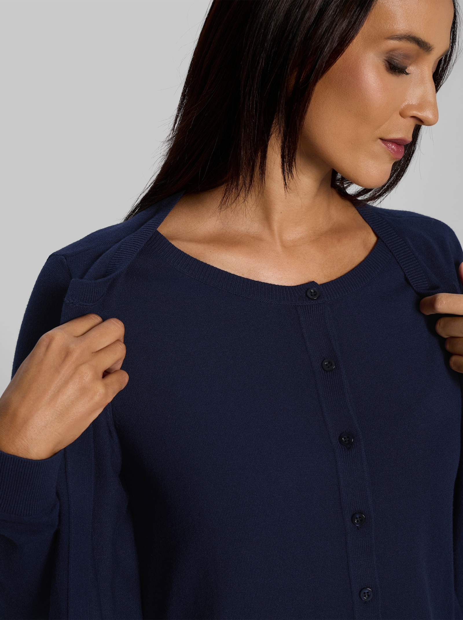 heine Strickjacke in 2-in-1-Optik - marine