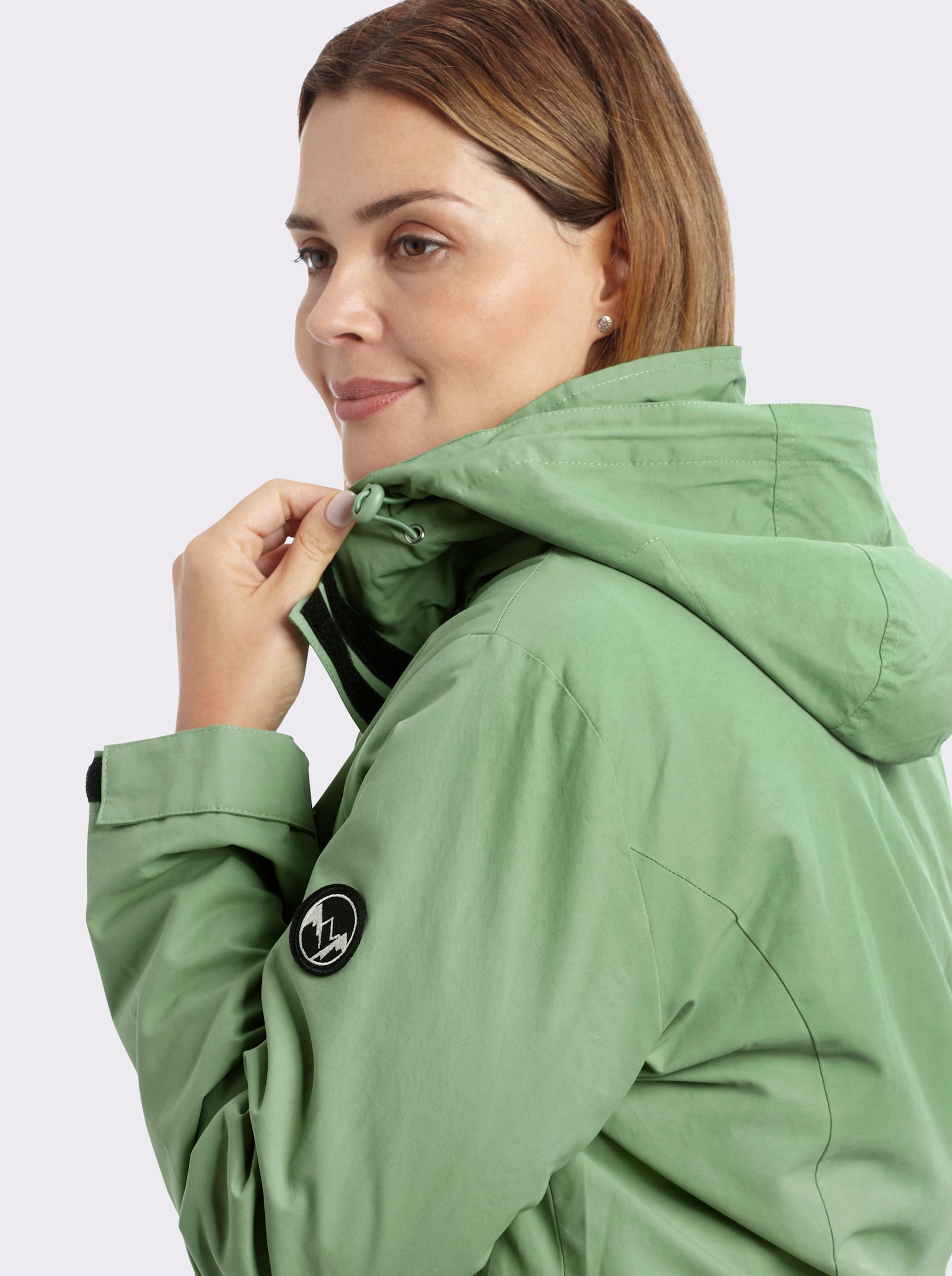 sheego Übergangsjacke mit abnehmbarer Kapuze - eucalyptus