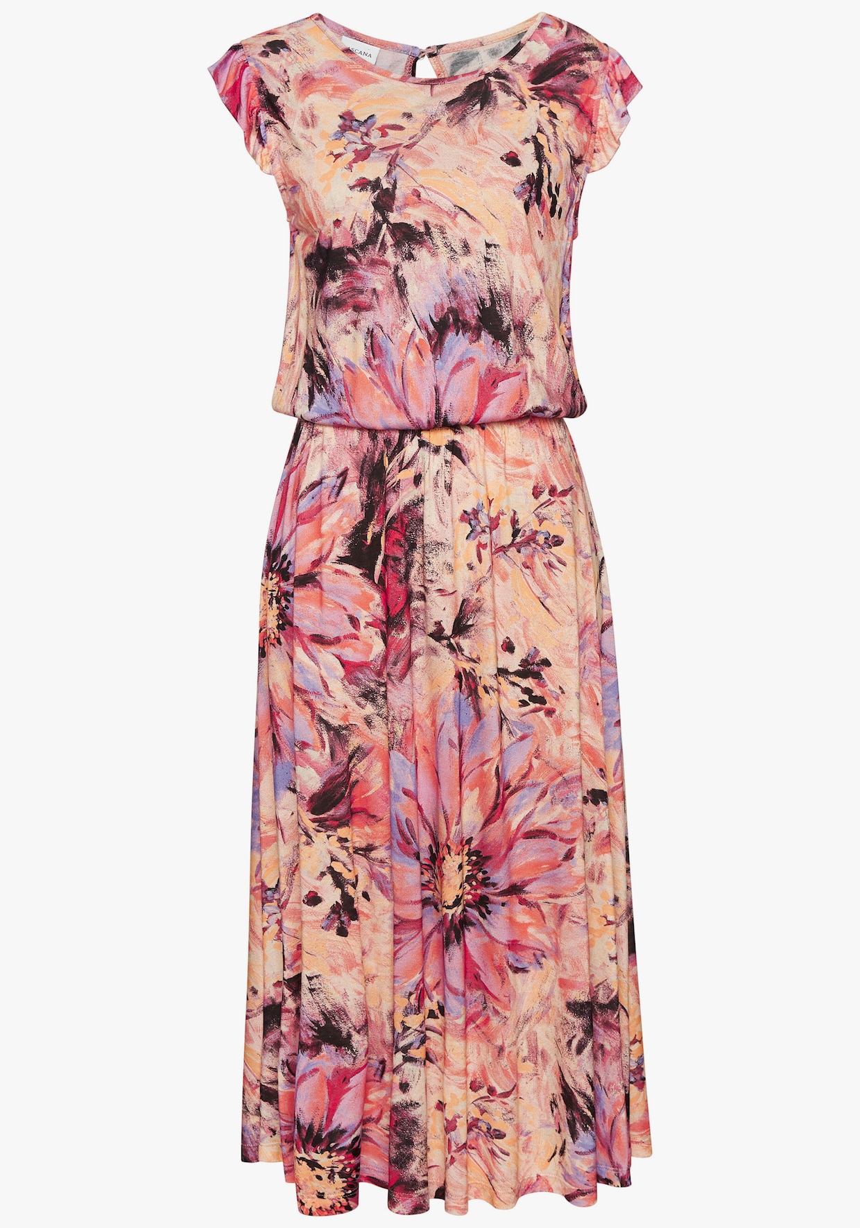 LASCANA Midi-jurk - pink bedrukt