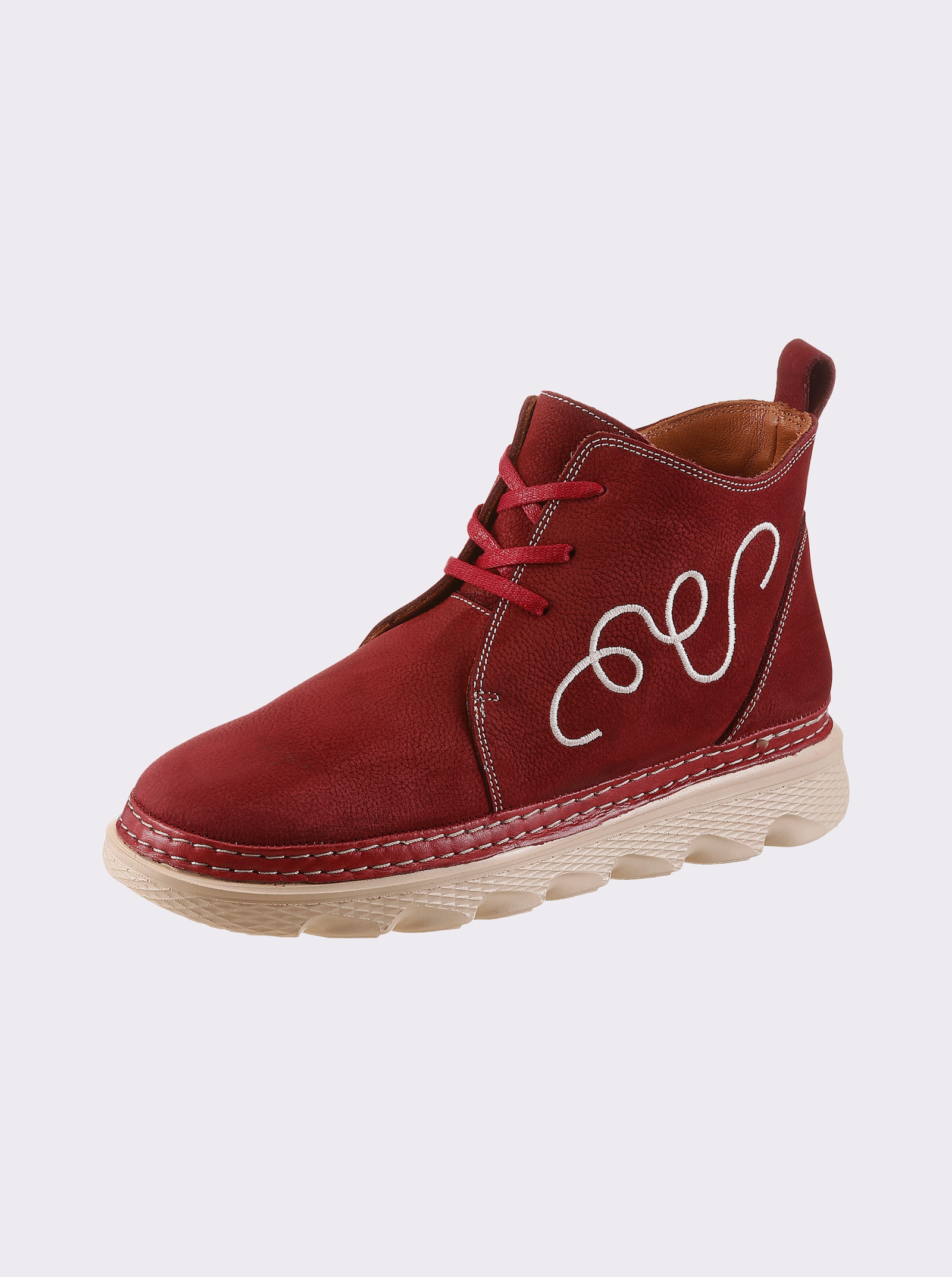 Gemini Stiefelette aus Nubukleder, mit Warmfutter - kirsche