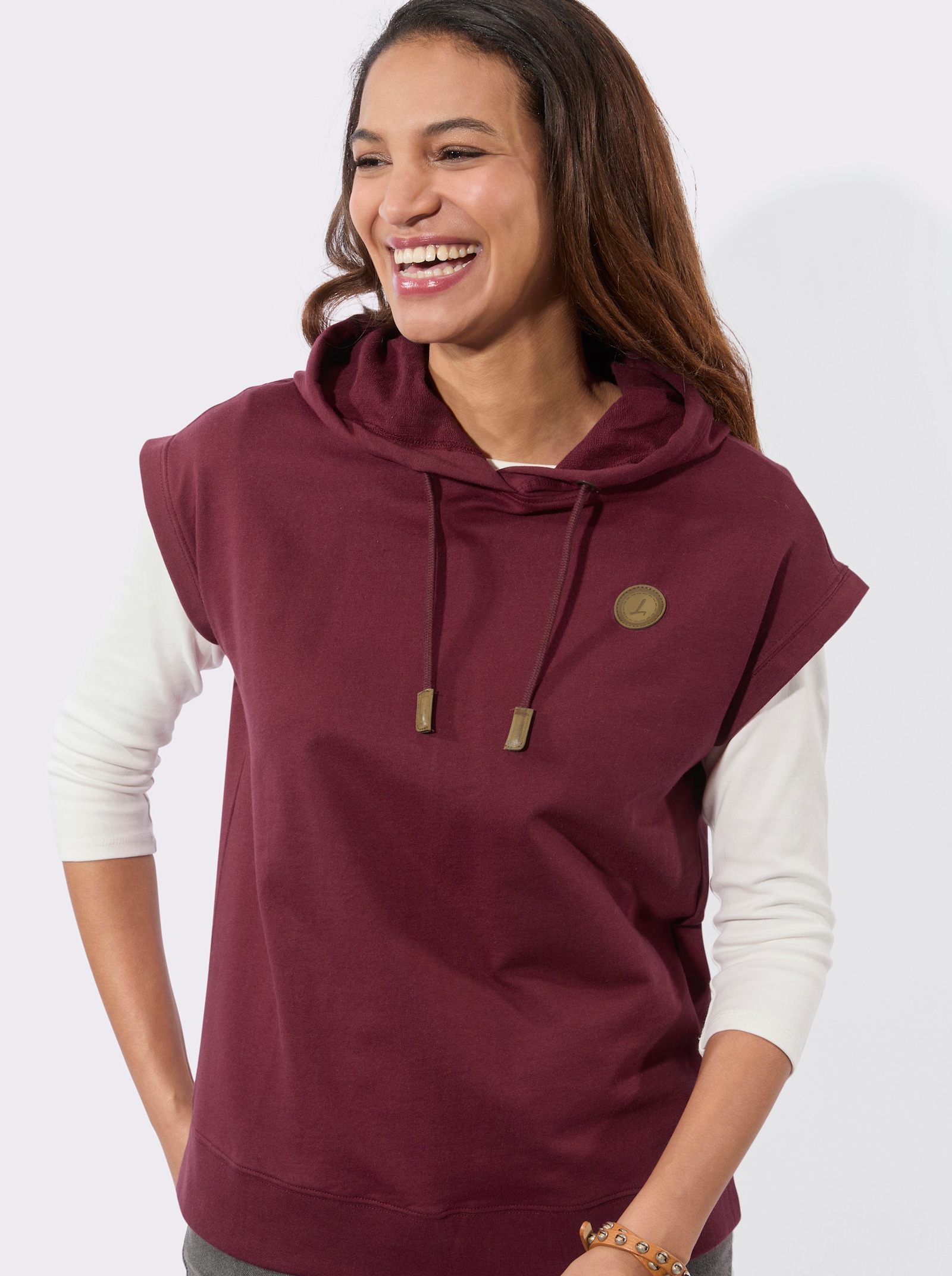 Kapuzenshirt mit Tunnelzug - bordeaux