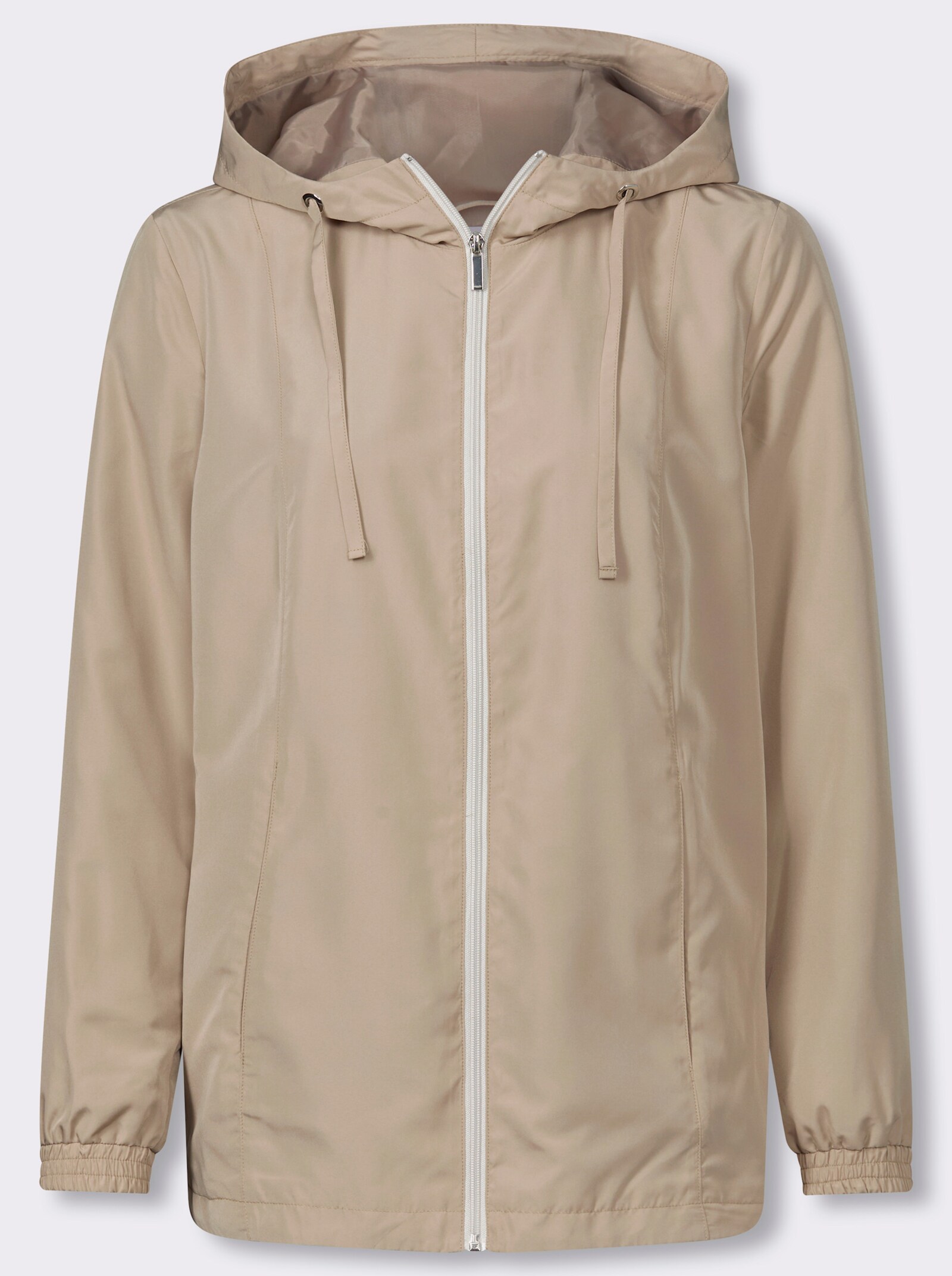 Jacke mit Teilungsnähten und Kapuze - beige