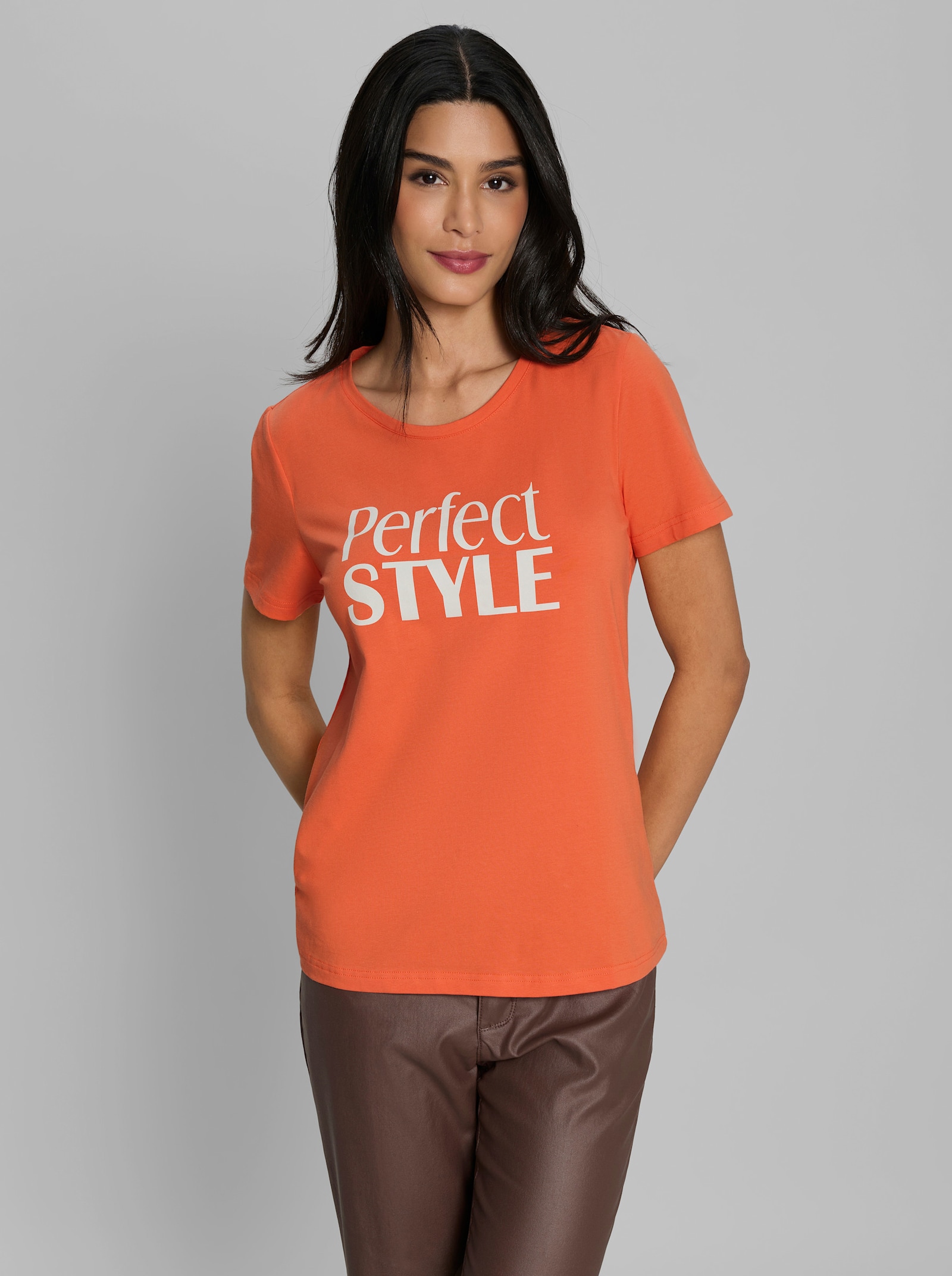 heine Kurzarmshirt mit Schriftzug - orange
