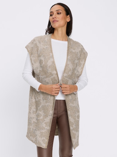 heine Strickweste - steingrau-champagner-gemustert