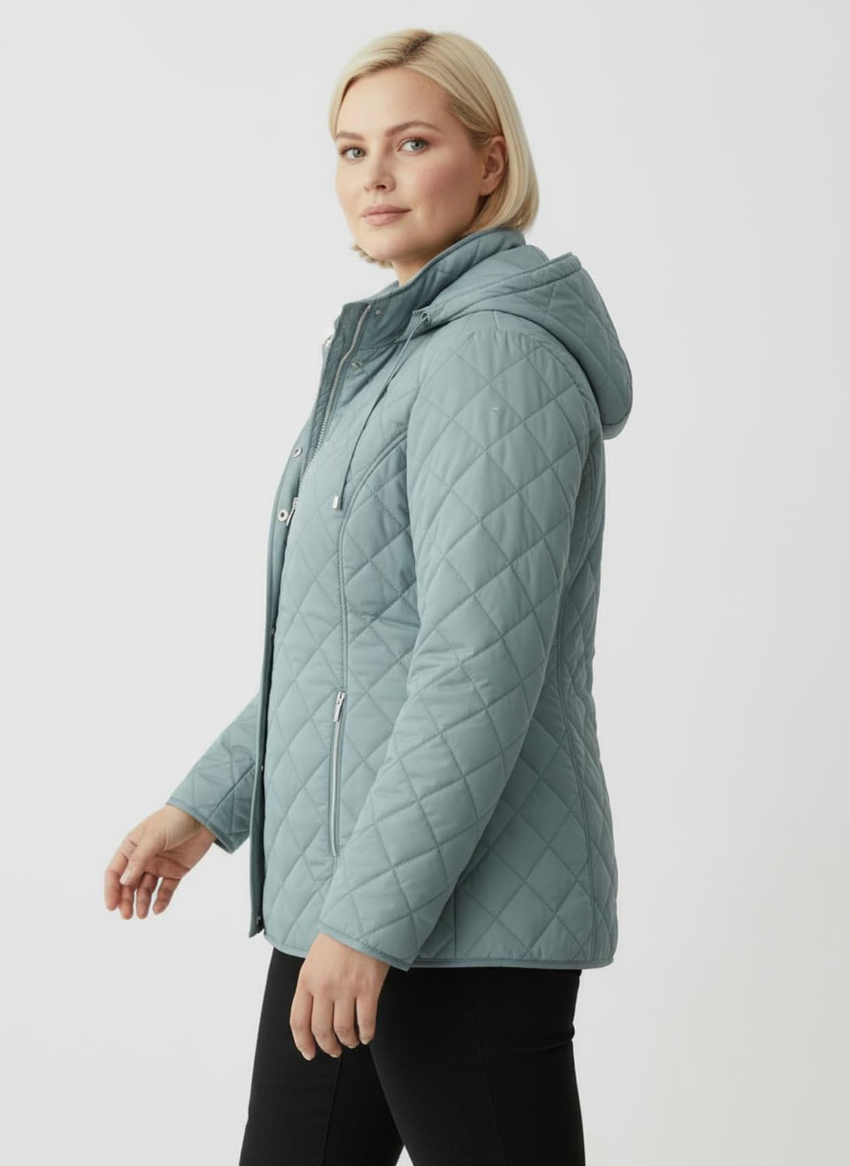 Winterjacke mit Schlingenknopf-Verschluss - jade