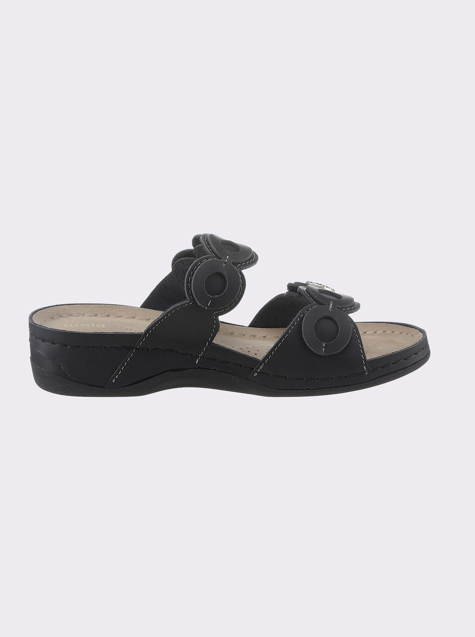 Waldläufer Pantolette mit gepolsterter Laufsohle - schwarz