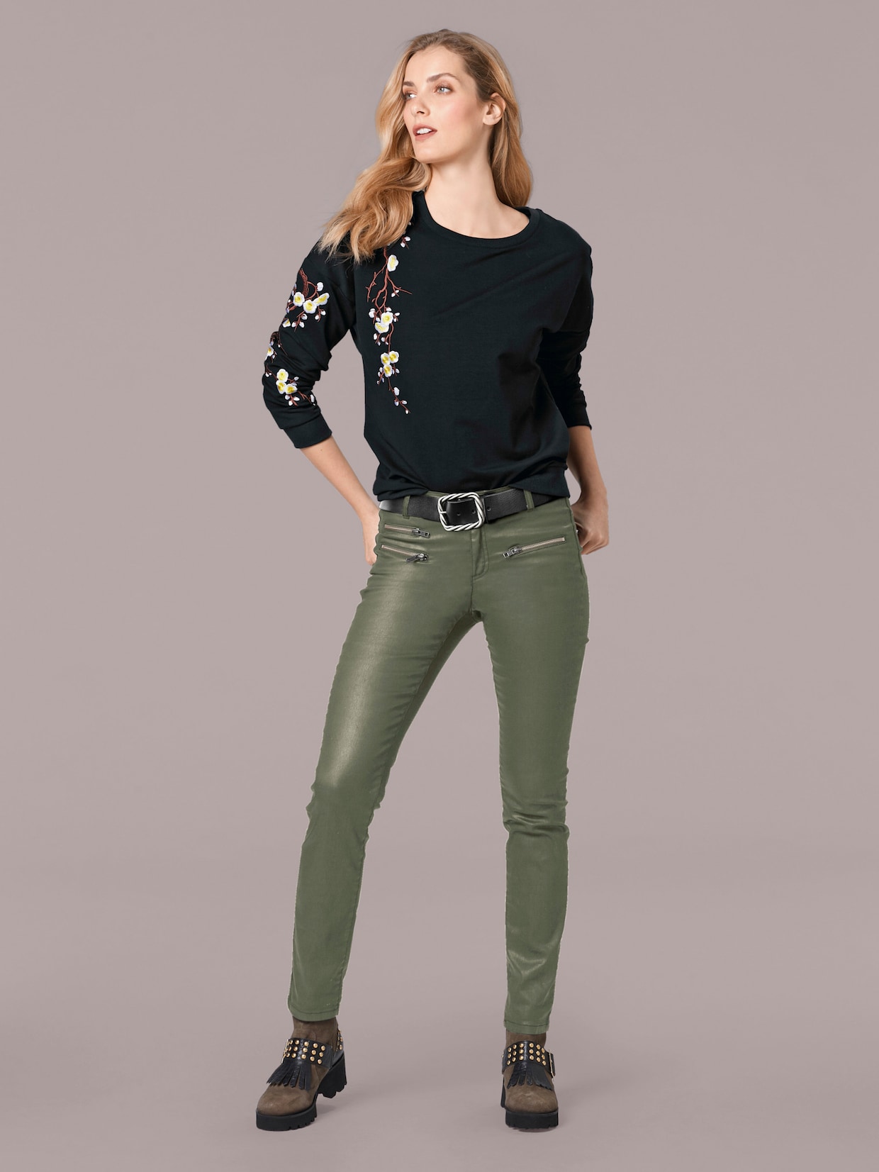 heine Pantalon skinny - kaki