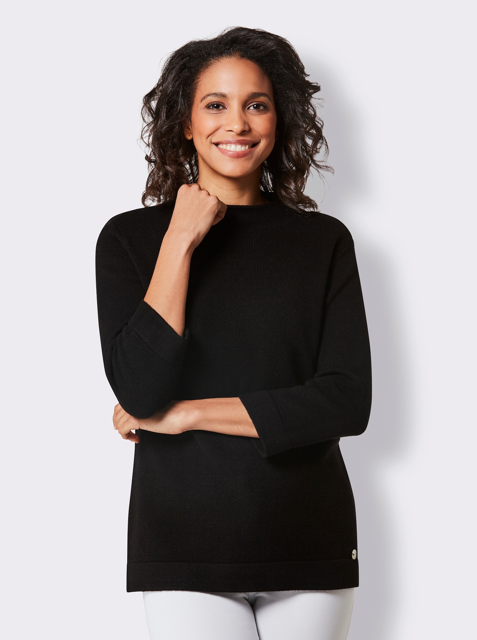 CREATION L PREMIUM 3/4 Arm-Pullover in weicher Qualität - schwarz