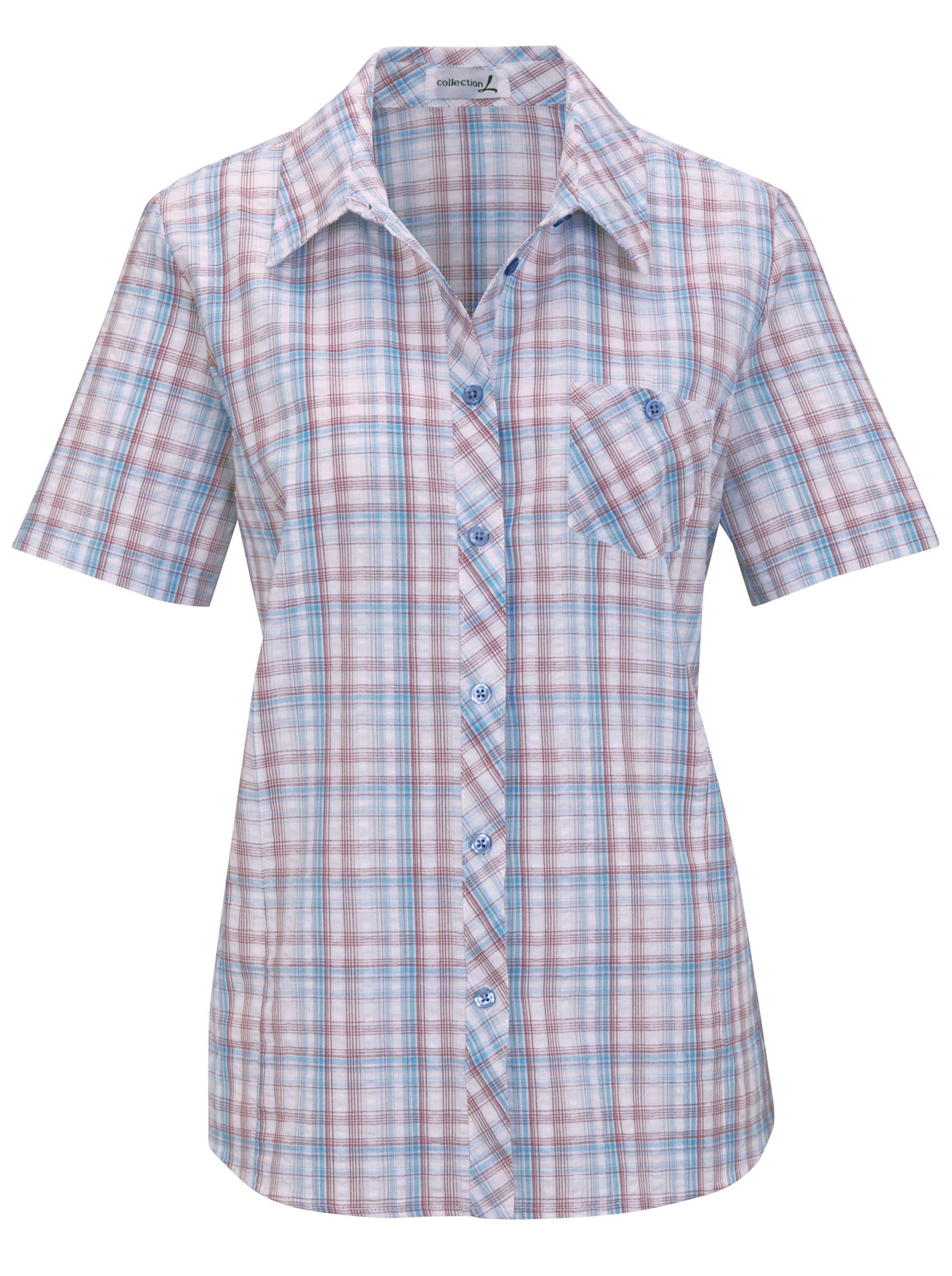 Sheego Damen Jeansblau-Kariert Baumwollbluse - Bild 2