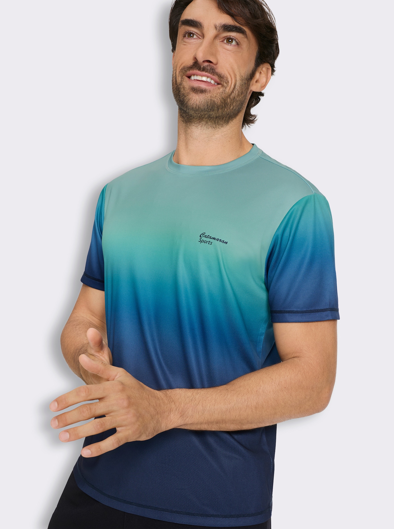 Catamaran Sports Kurzarmshirt mit Farbverlauf - marine-kalkmint