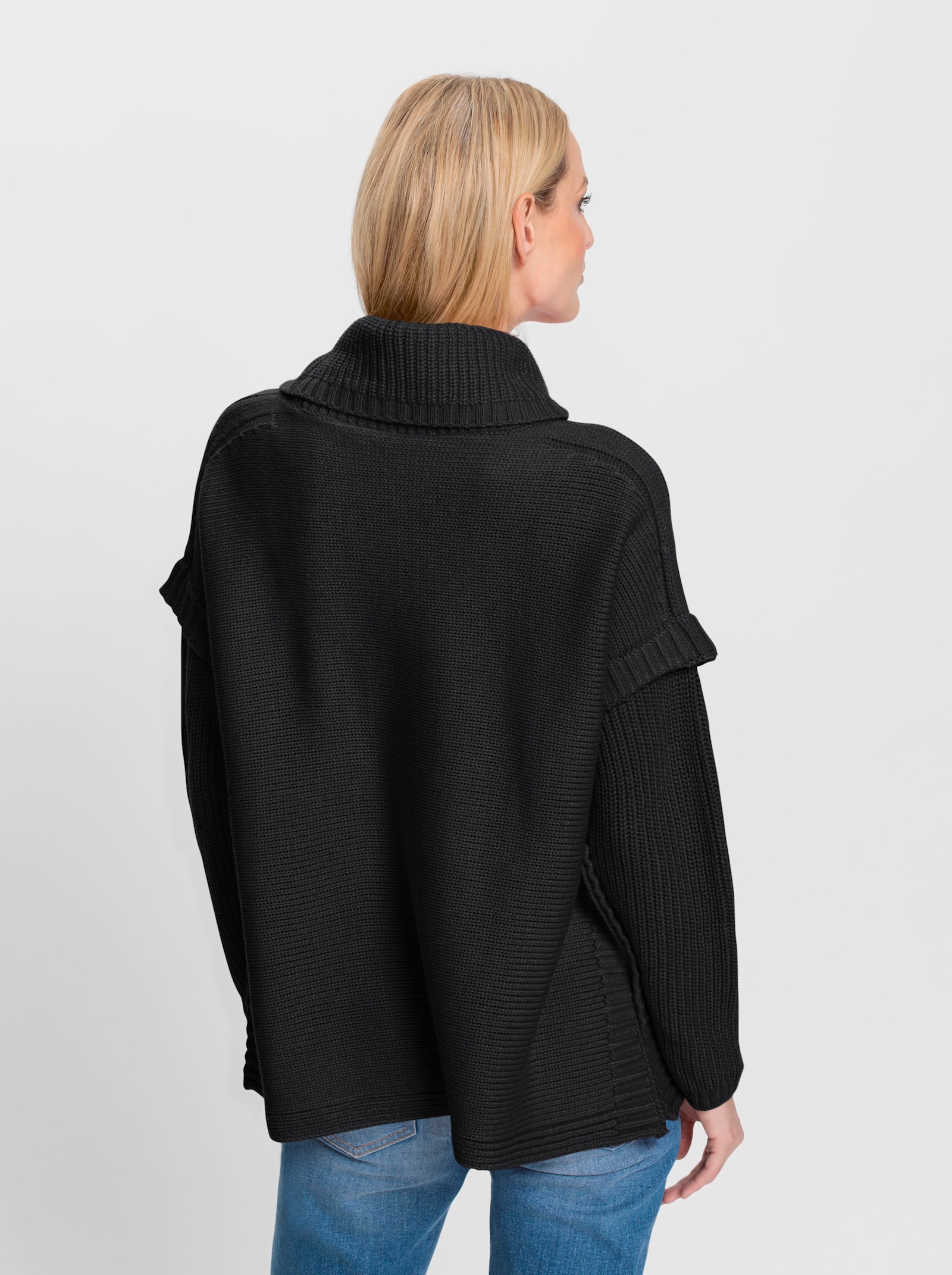 heine Rollkragenpullover in Poncho-Optik - schwarz