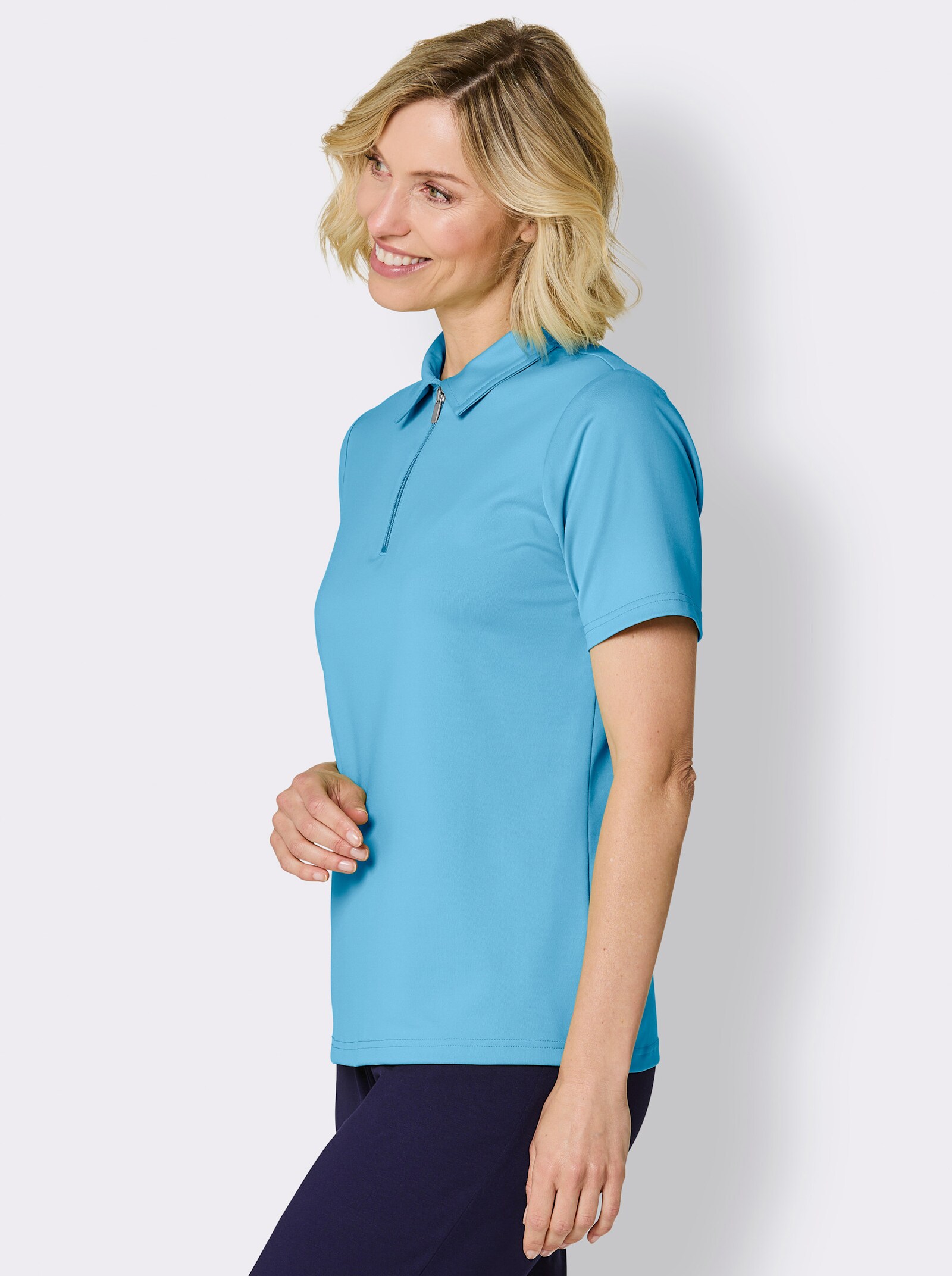 Funktionsshirt mit Reißverschluss - aqua