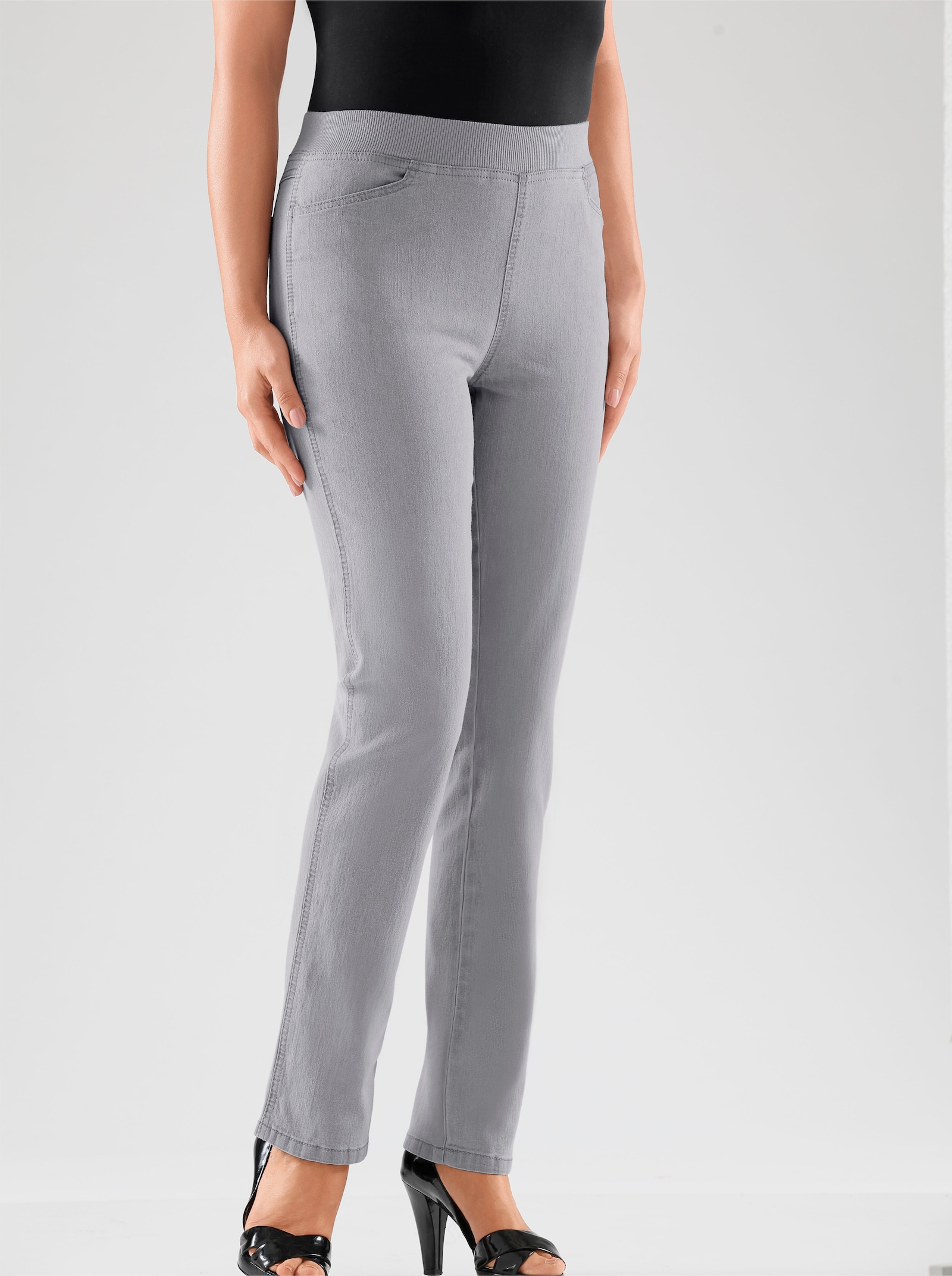 Stretch-Jeans mit Rundum-Dehnbund - grey-denim