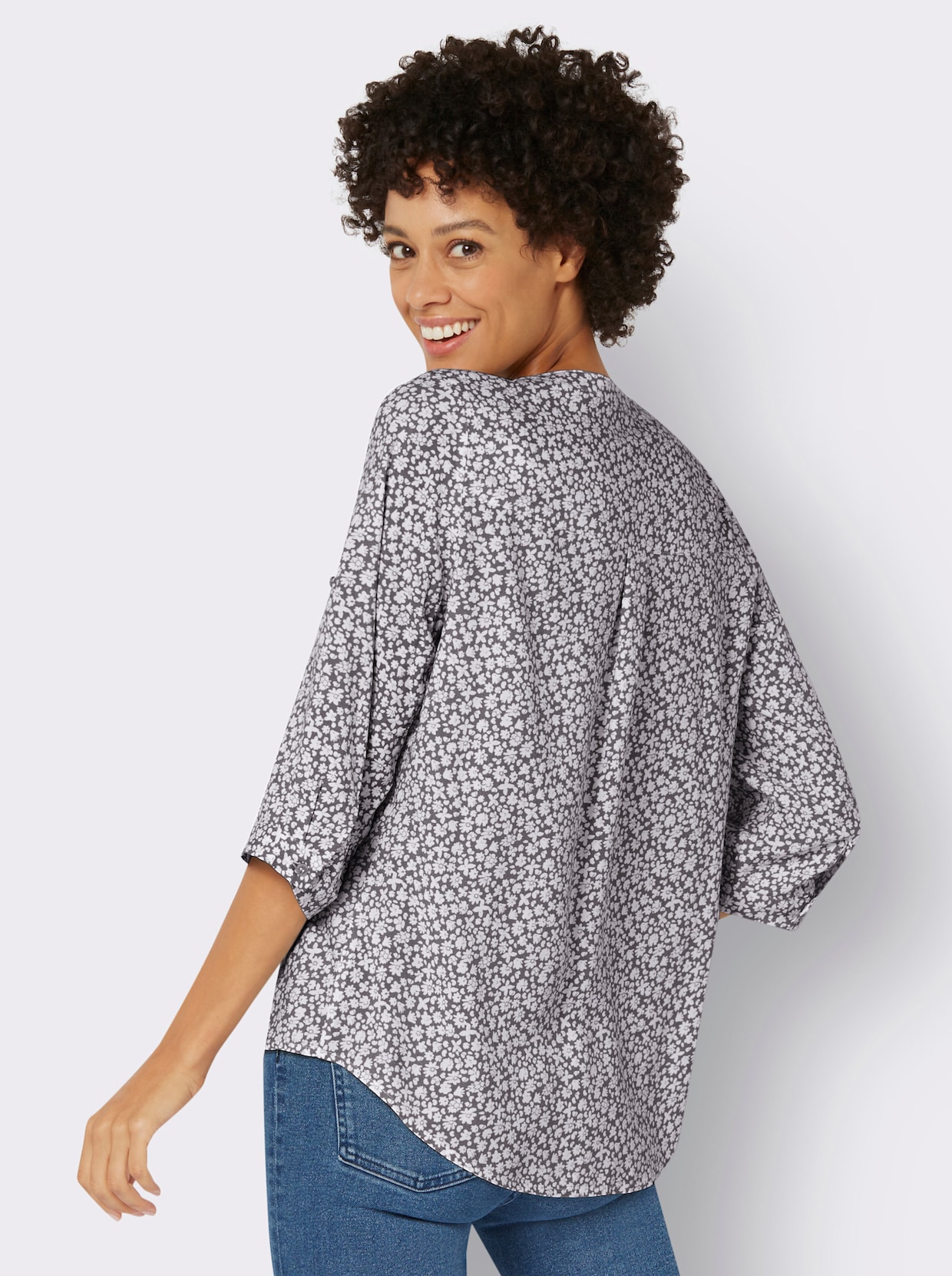 Blouse met print - ecru/grijs bedrukt