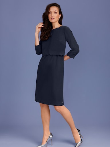 CREATION L PREMIUM Etuikleid in 2-in-1-Optik, gewellte Abschlüsse - marine