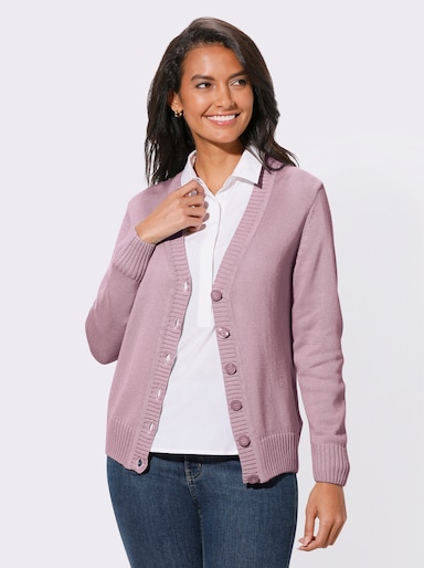 Strickjacke mit farblich abgestimmten Knöpfen - altrosé