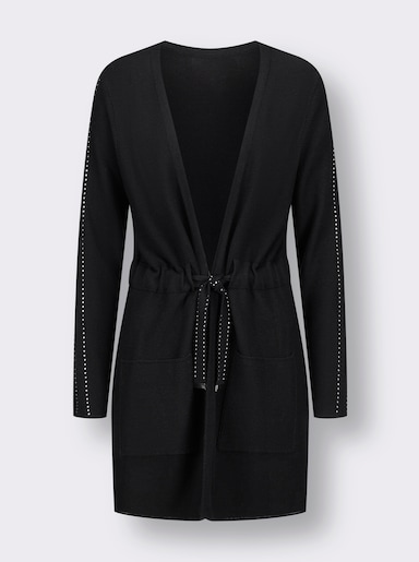 Long-Strickjacke - schwarz