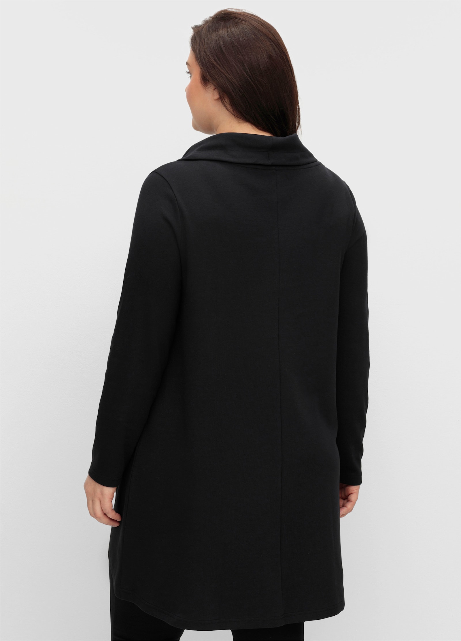 sheego Oversized shirt met satijnen bandjes - zwart