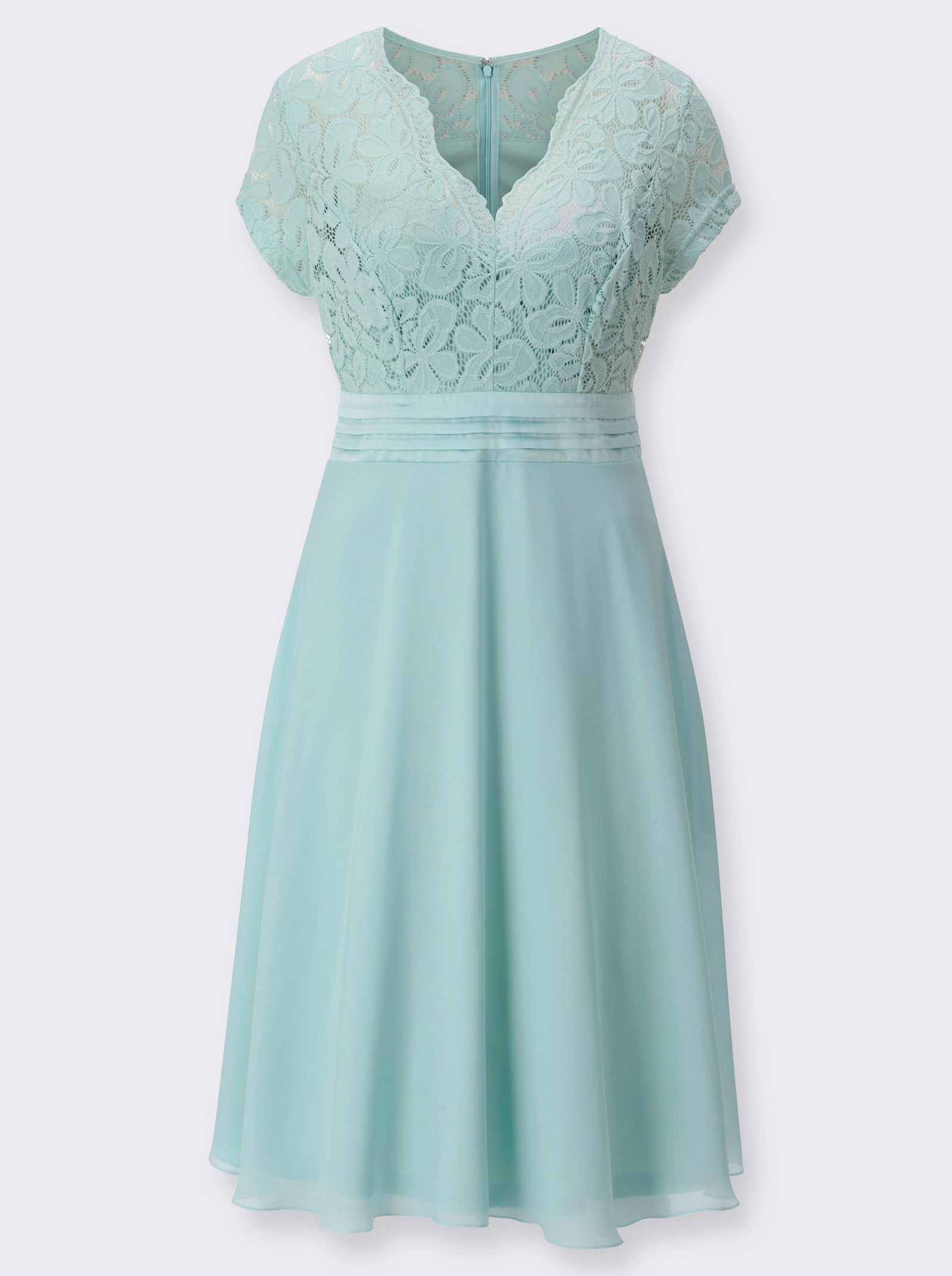 Cocktailkleid mit kunstvollem Spitzeneinsatz - kalkmint