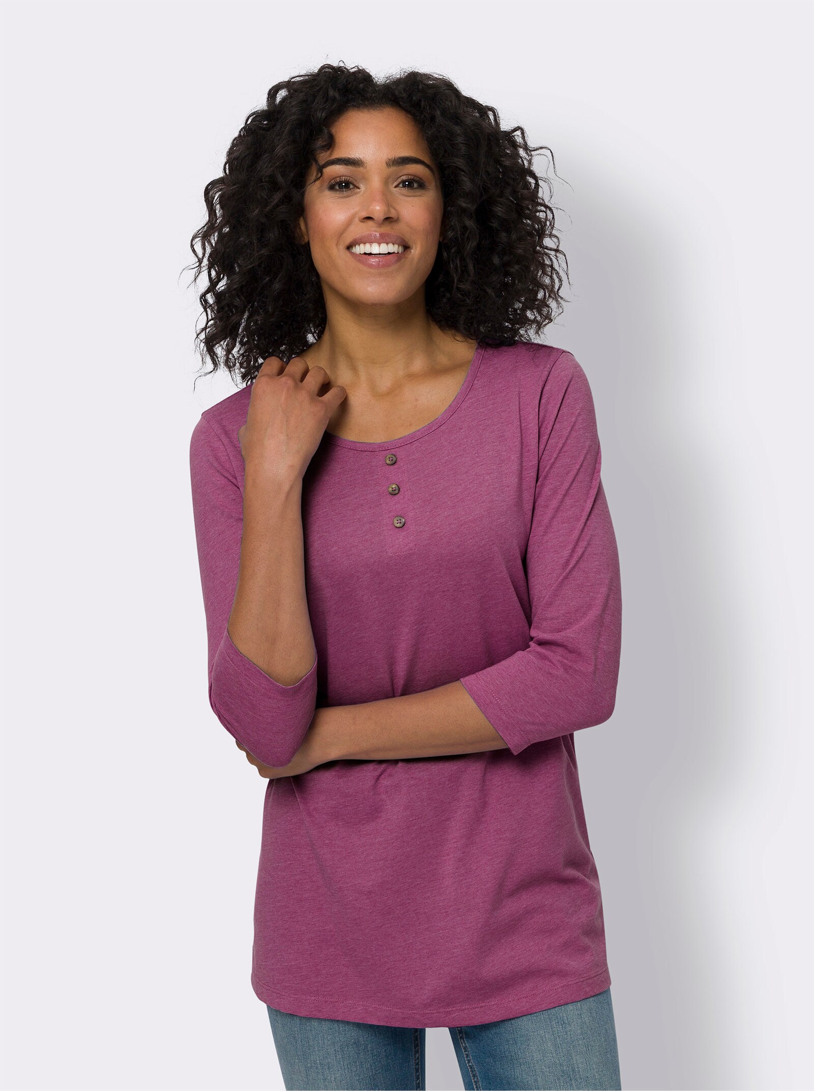 Dlouhé tričko s 3/4 rukávy - magenta-melír