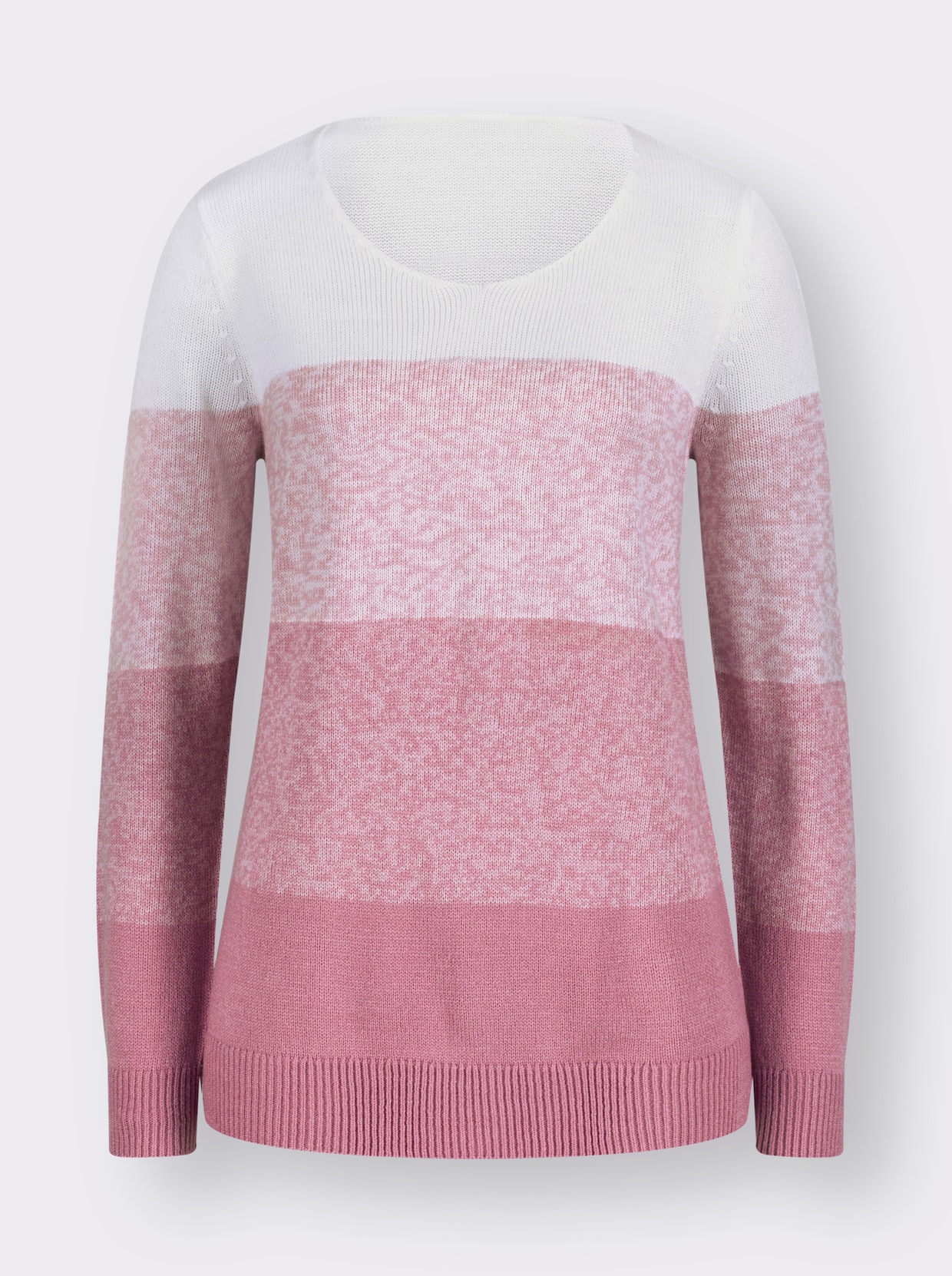 Pullover met V-hals - roze gestreept