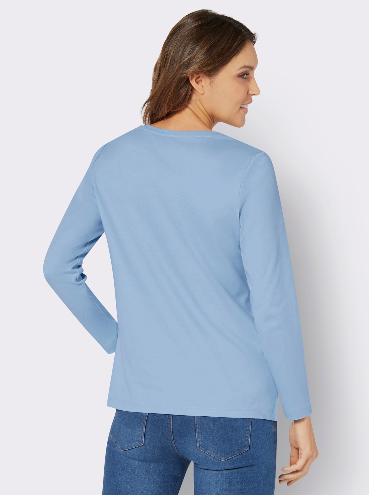 Sweatshirt - eisblau-weiss