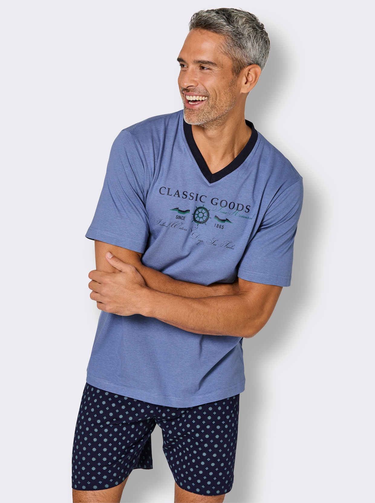 Comte Shorty - marine-himmelblau-bedruckt