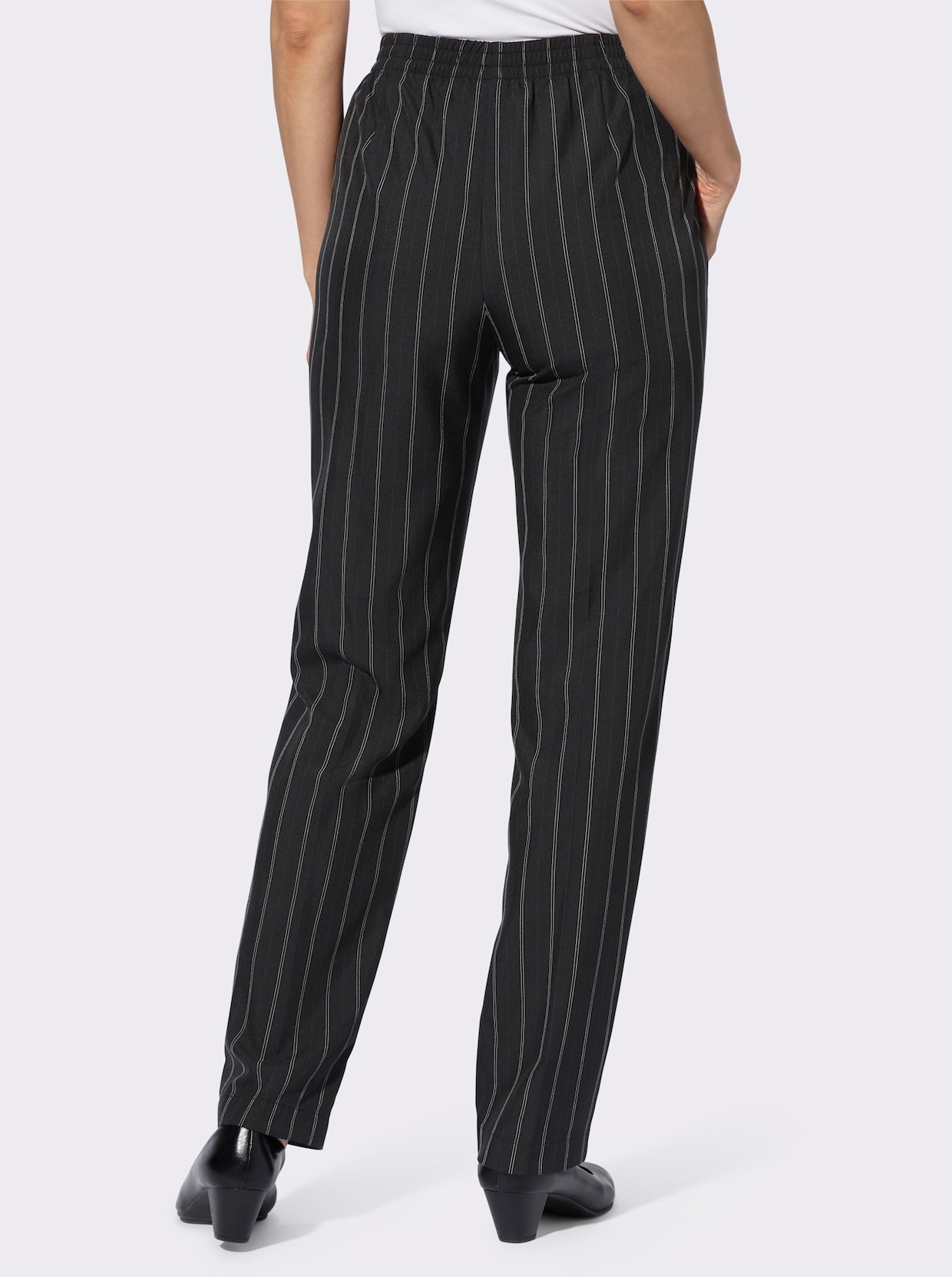 Stoffen broek - zwart + zwart/wit gestreept