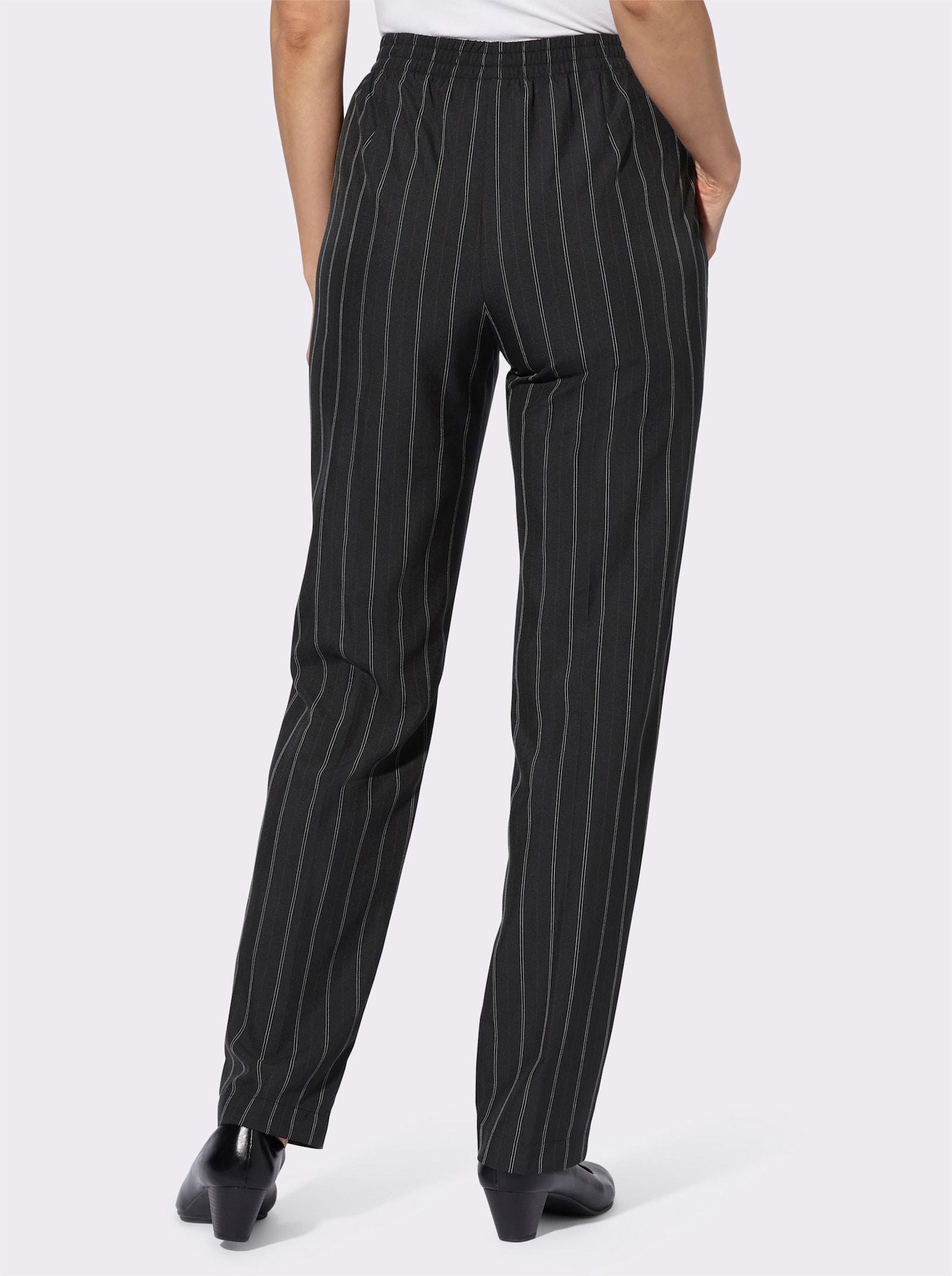 Stoffhose in Schlupfform - schwarz + schwarz-weiß-gestreift