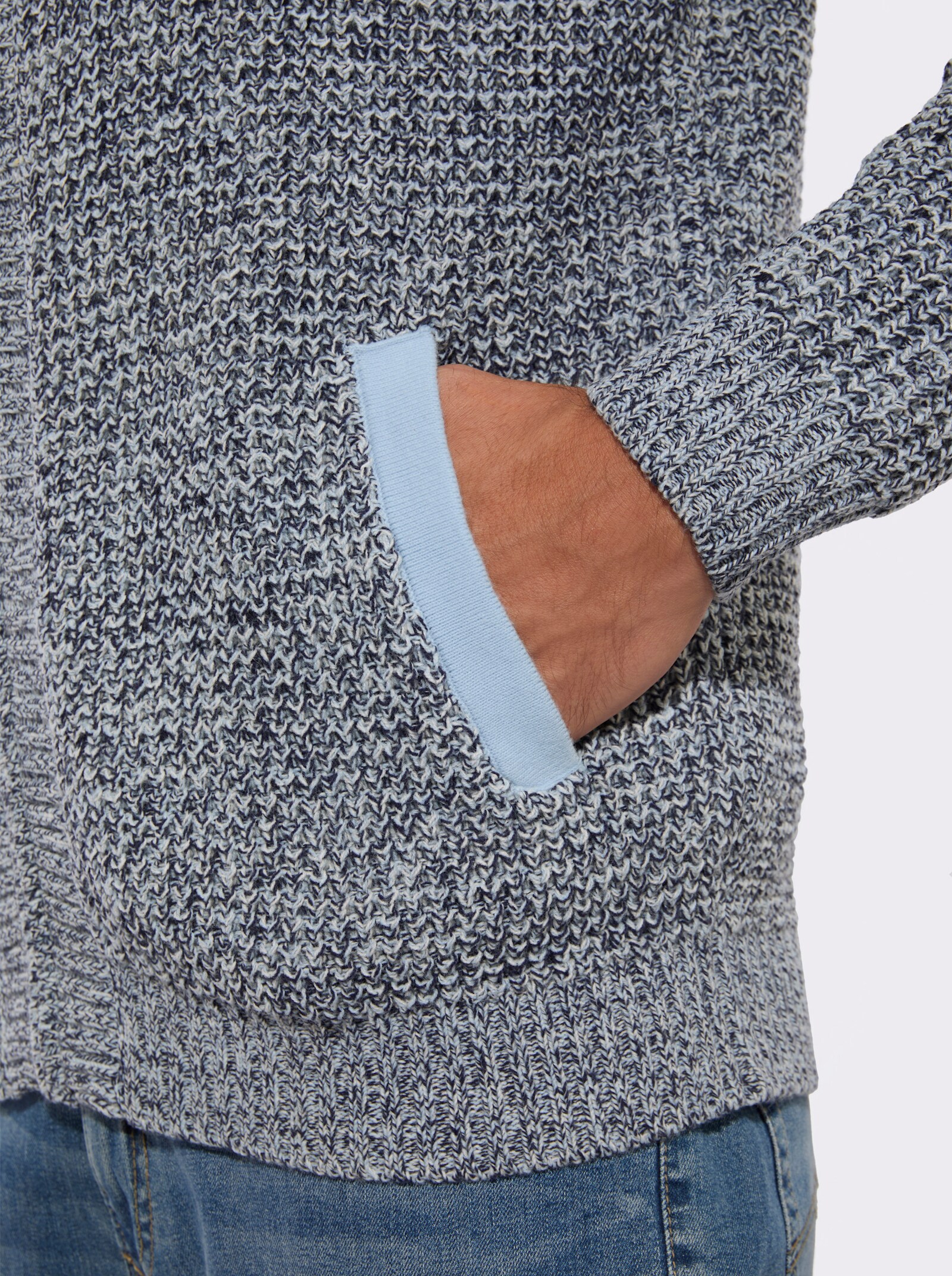 Strickjacke aus Melange-Strick - marine-meliert