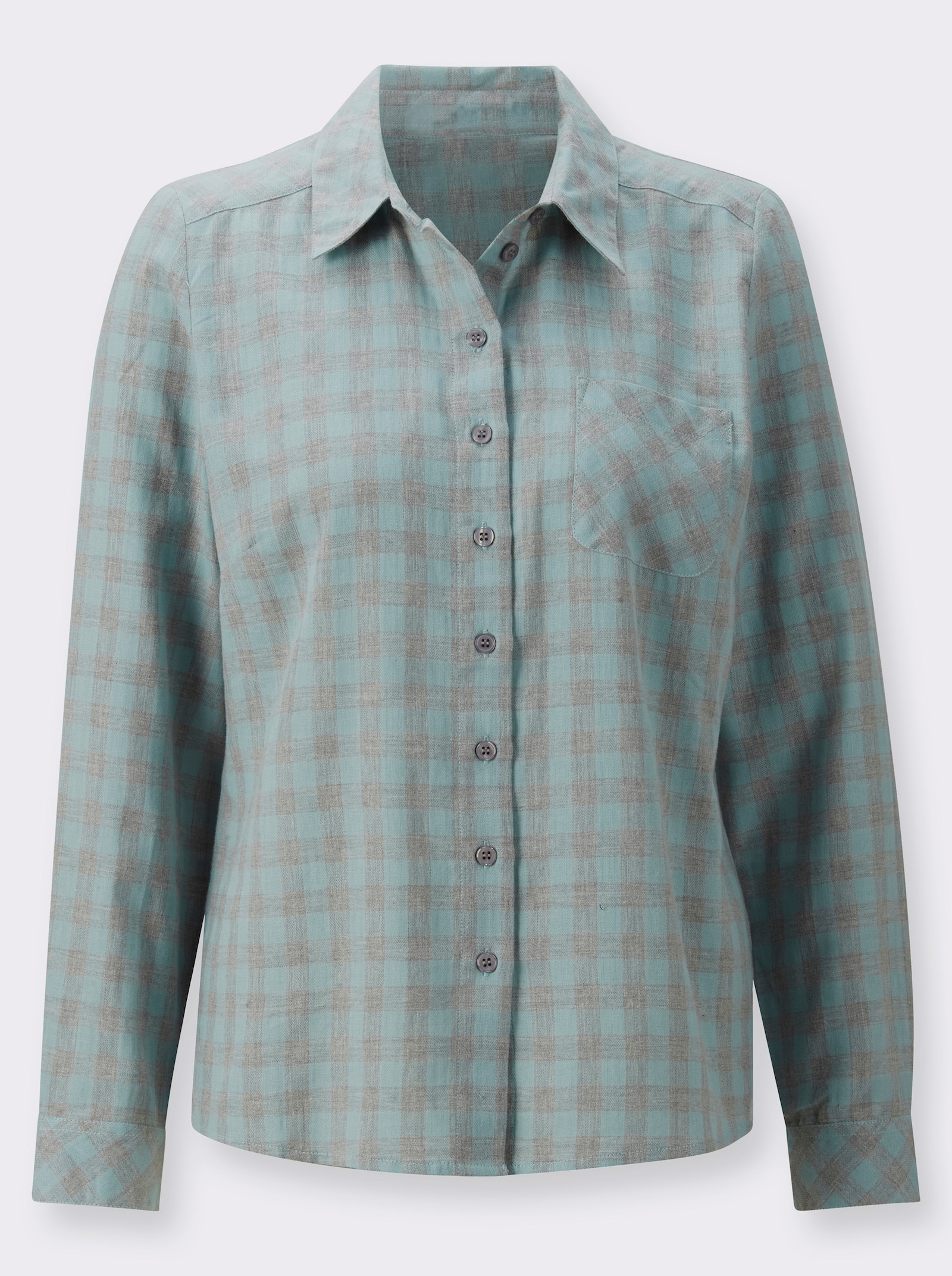 Overhemdblouse van flanel - Kalkmint geruit