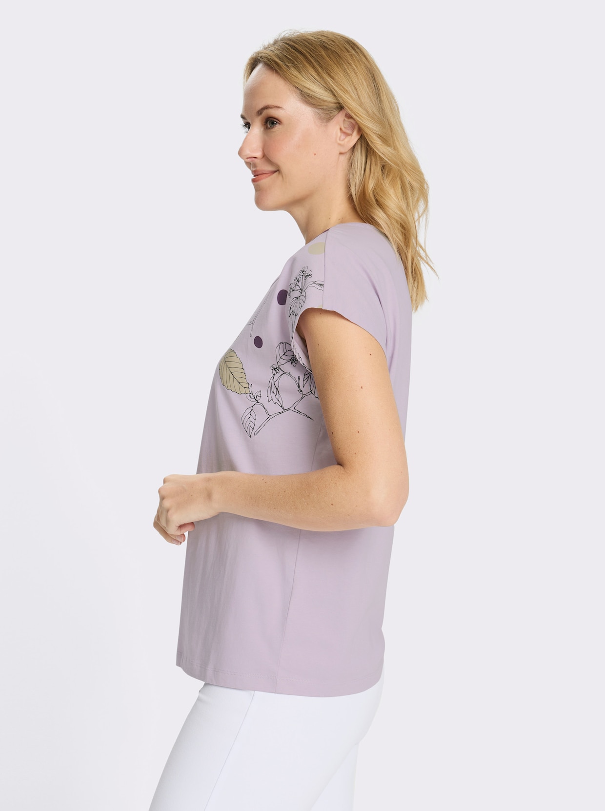 Rundhalsshirt mit platziertem Druck - flieder-traube-bedruckt