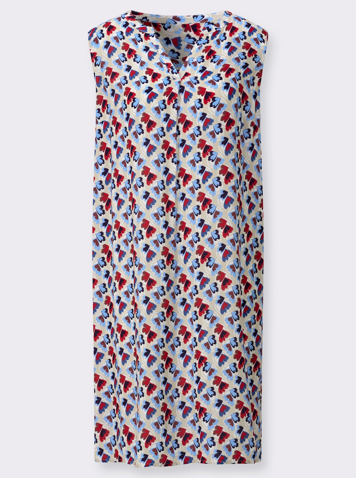 Druckkleid - himmelblau-erdbeere-bedruckt