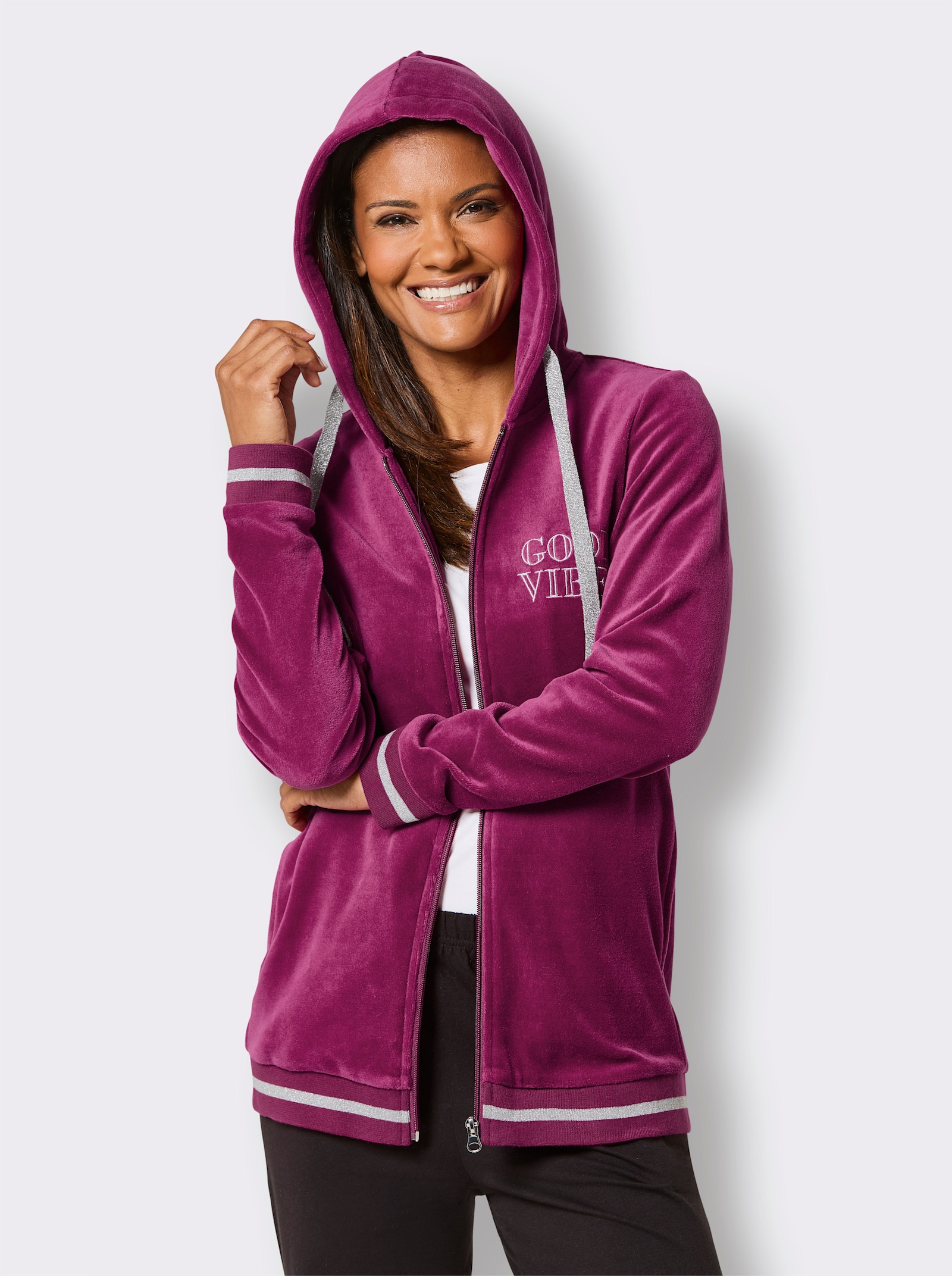 feel good Nickijacke mit Glitzer-Details - malve