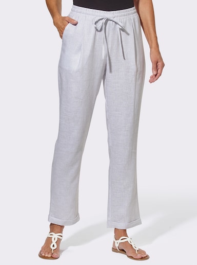 Schlupfhose mit Bundfalten - steingrau-gestreift