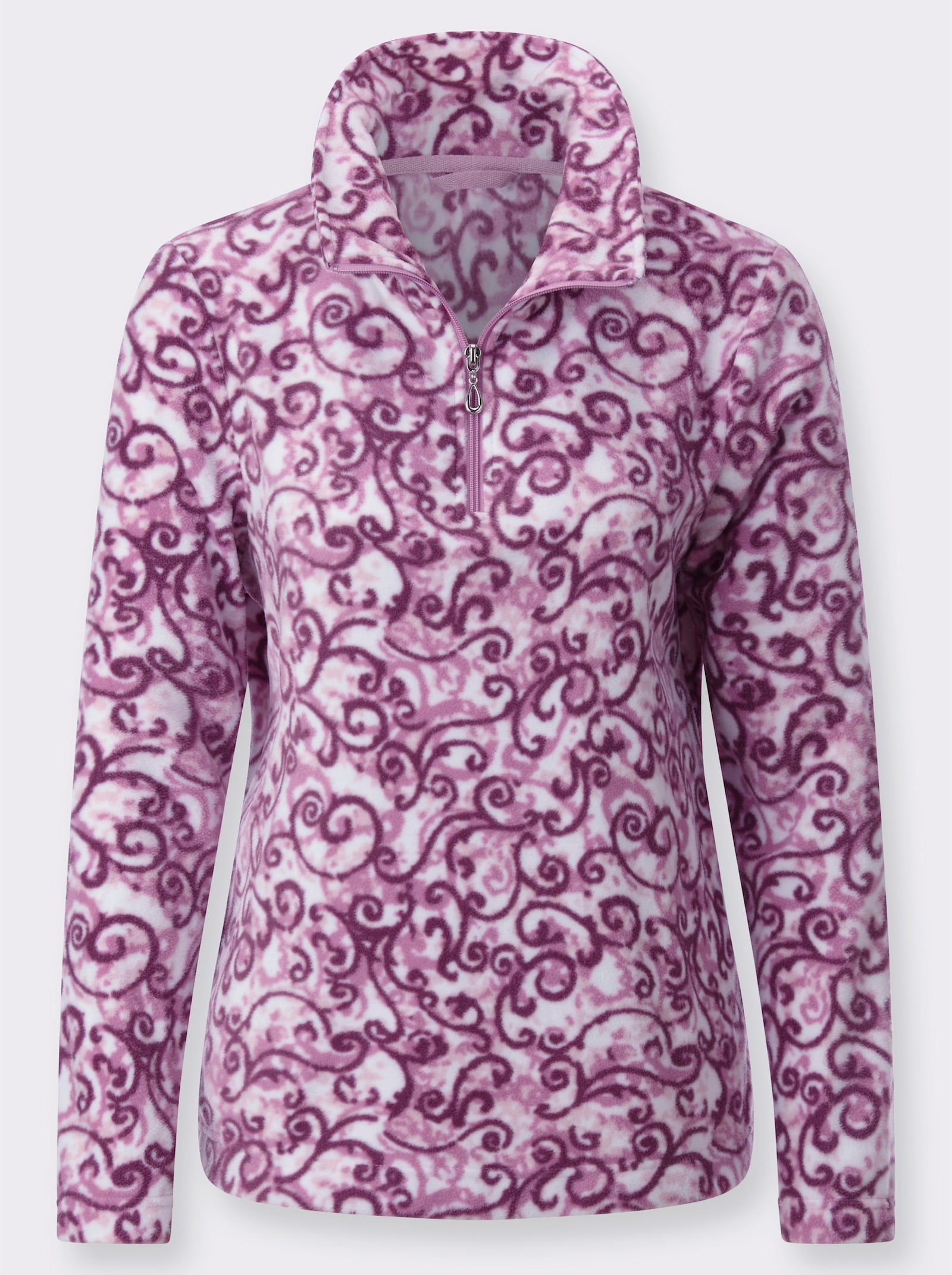 Fleeceshirt mit Umlegekragen - orchidee-violett-bedruckt
