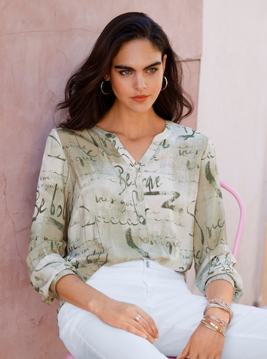 heine Druckbluse aus Viskose - ecru-beige-bedruckt