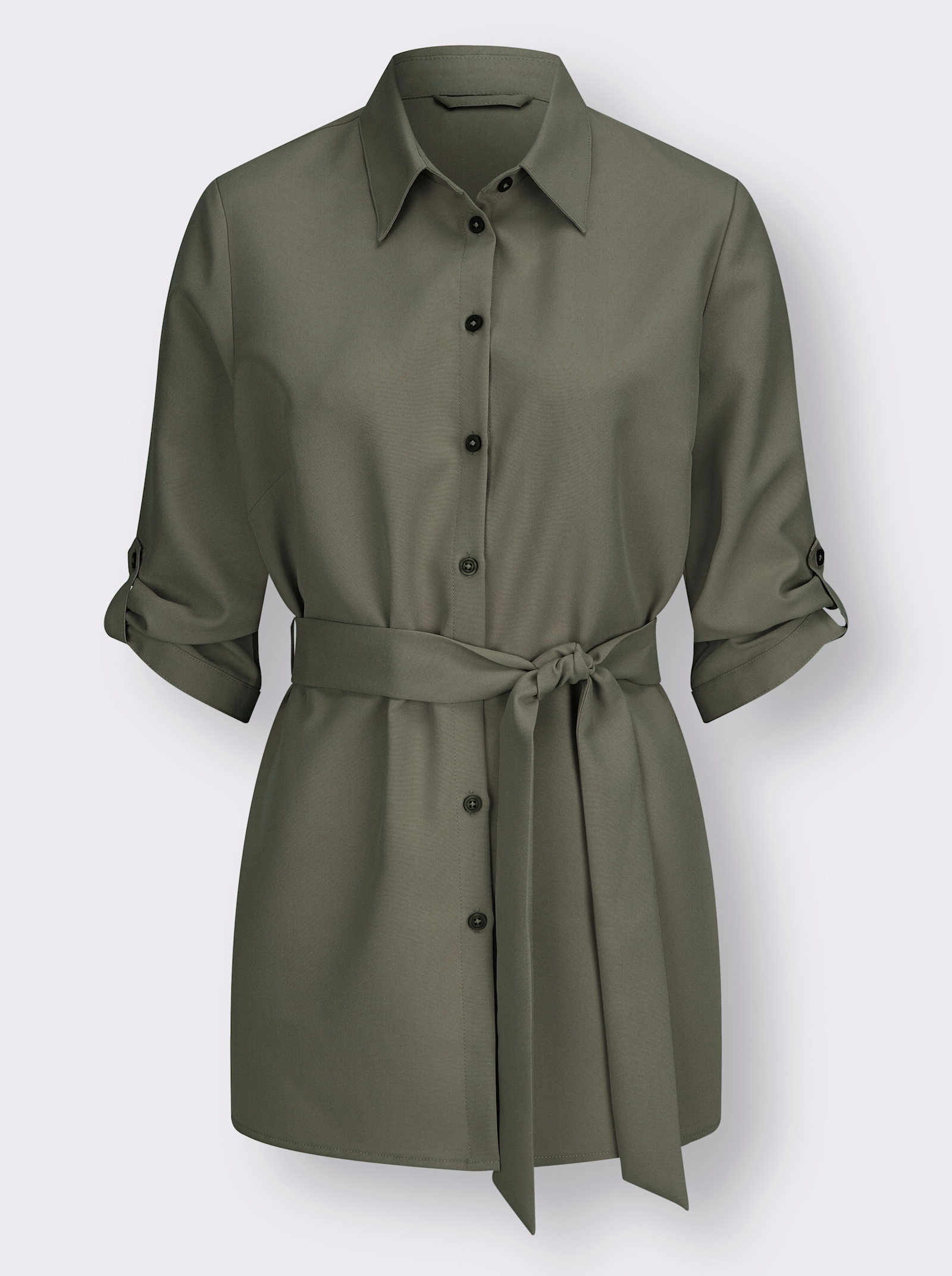 Lång blus med knytskärp - khaki