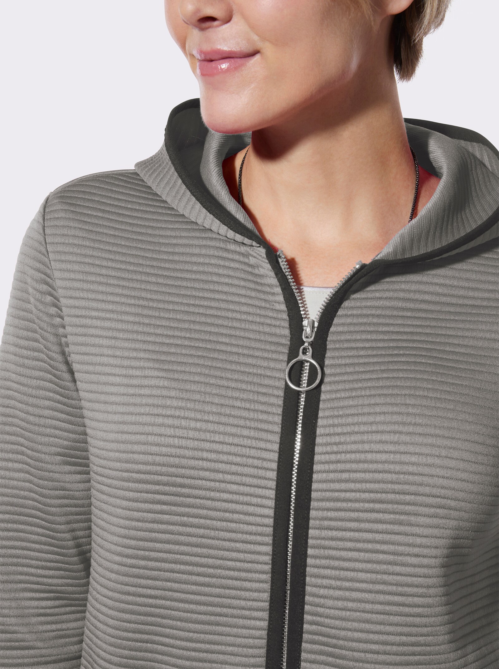 Shirtblazer mit Kapuze - steingrau