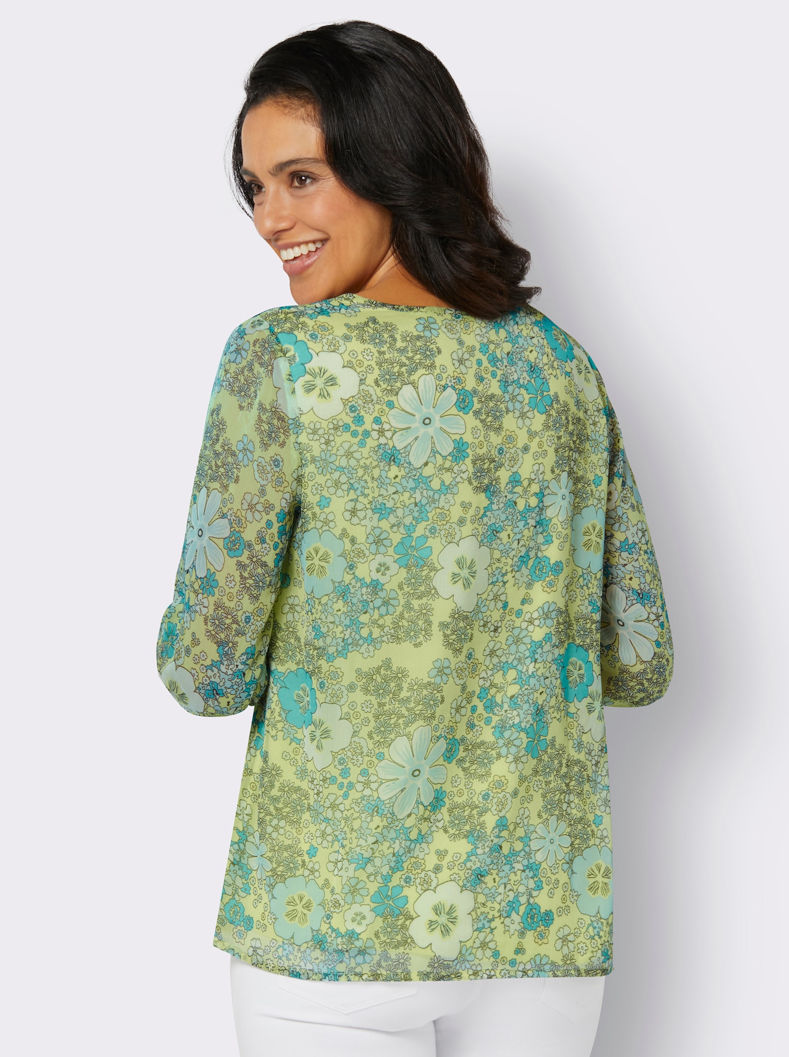 Druckbluse aus luftigem Chiffon - pistazie-mint-bedruckt