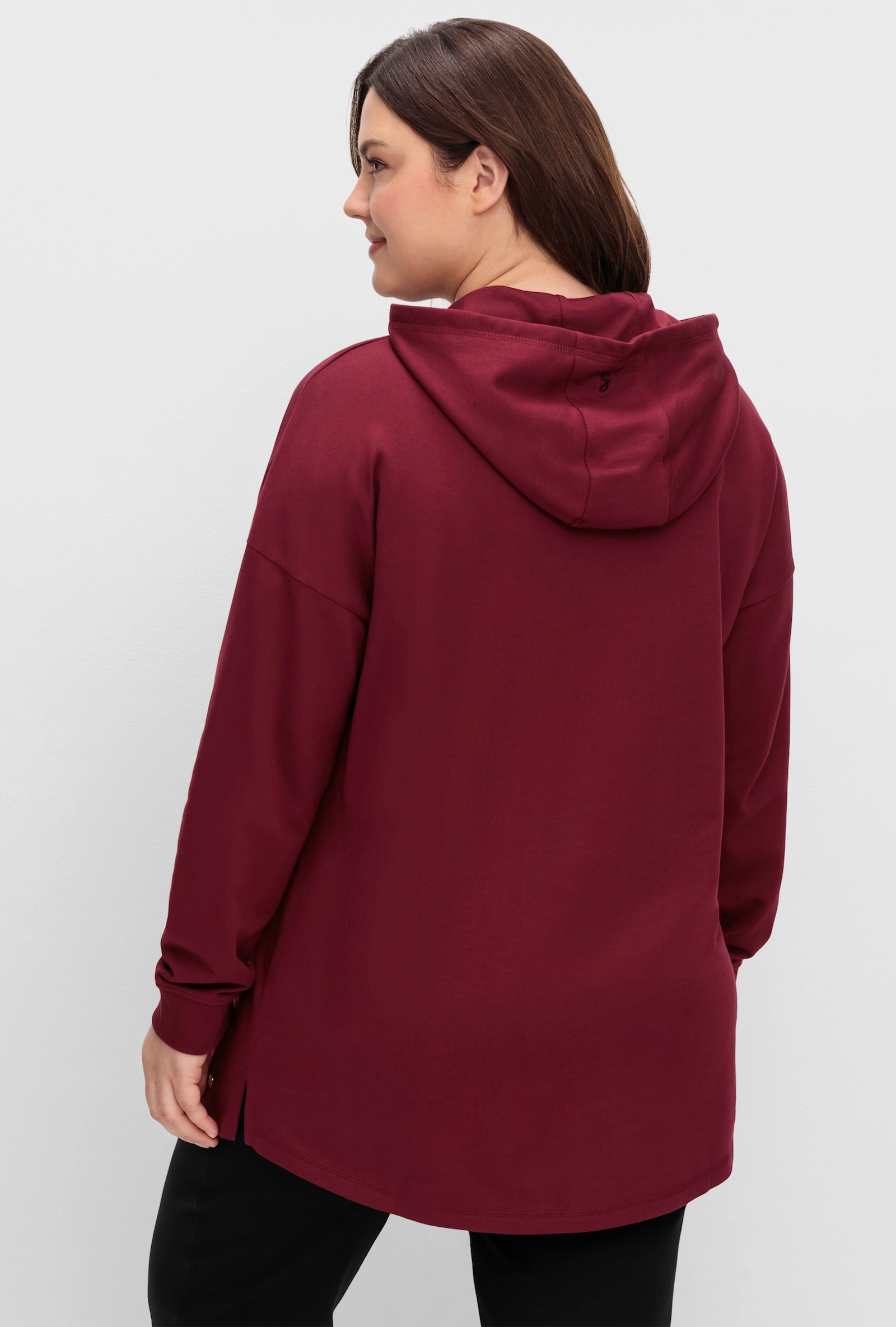 sheego Longsweatshirt in Oversize-Form - weinrot