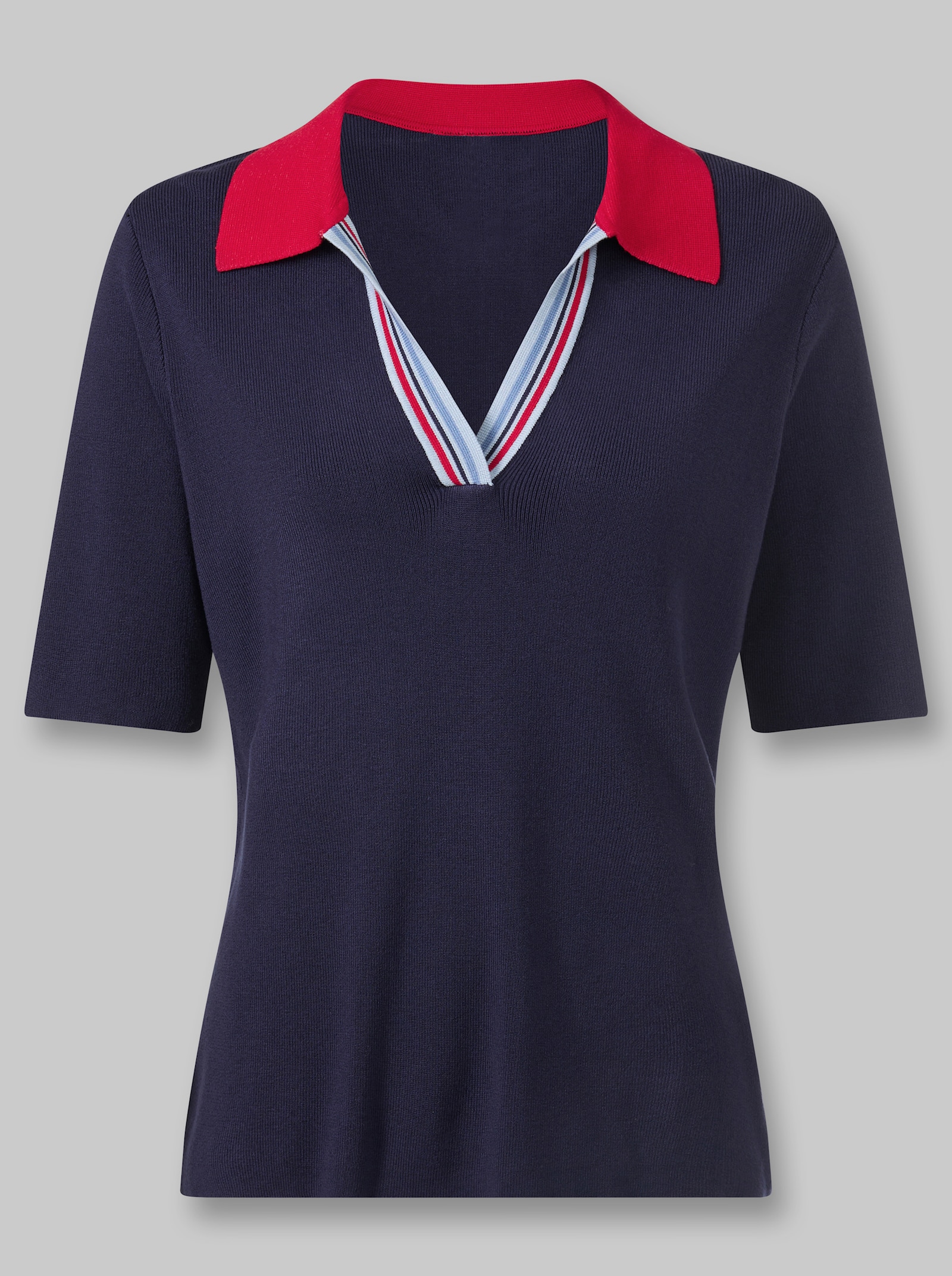 heine Polopullover im Colourblocking - marine-rot
