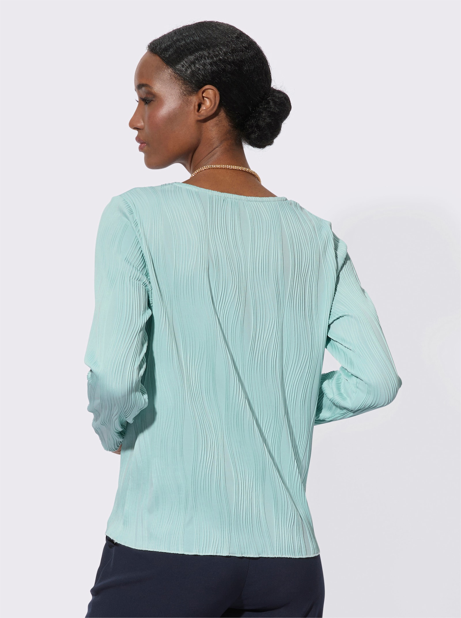 Langarmshirt mit Wellen-Struktur - kalkmint