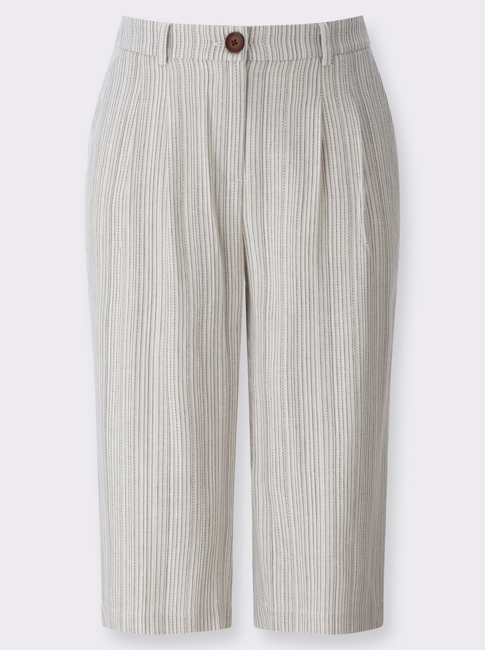 Bermudas mit Leinen-Anteil - champagner-grau-gestreift