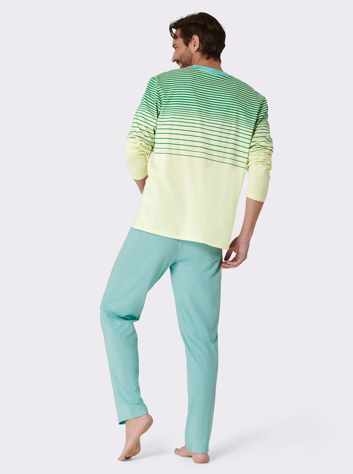 wäschepur men Pyjama's - grijs + turquoise