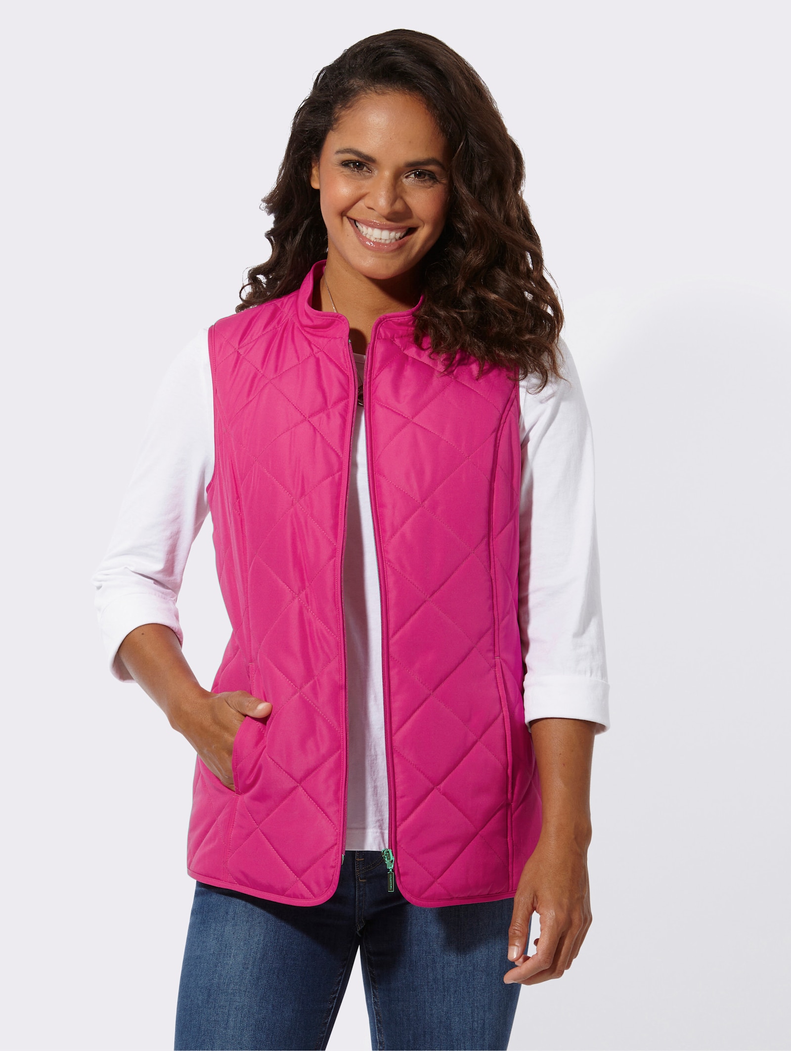 Steppweste mit Wiener Nähten - fuchsia