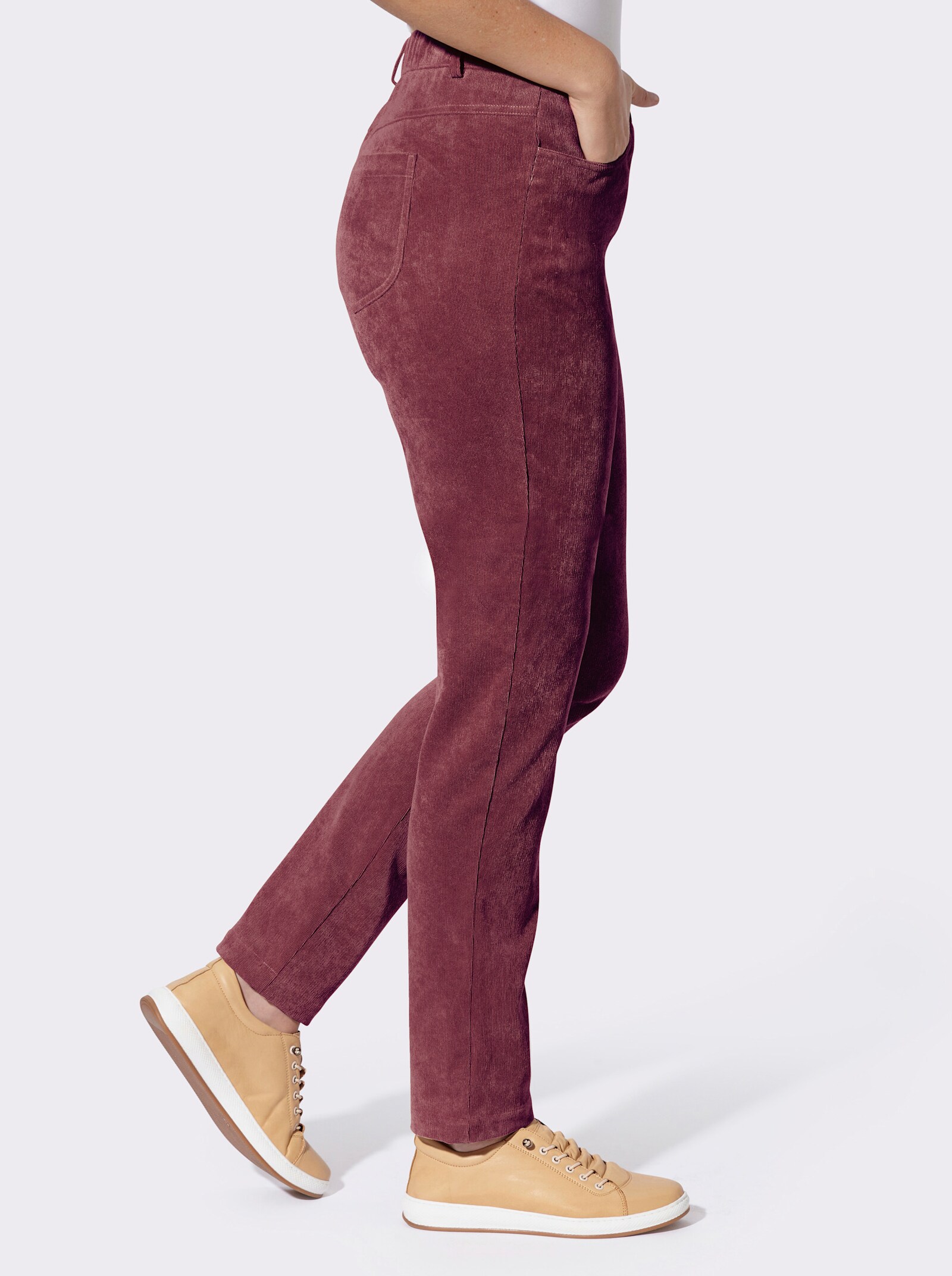  Cordhose mit Dehnbund - bordeaux
