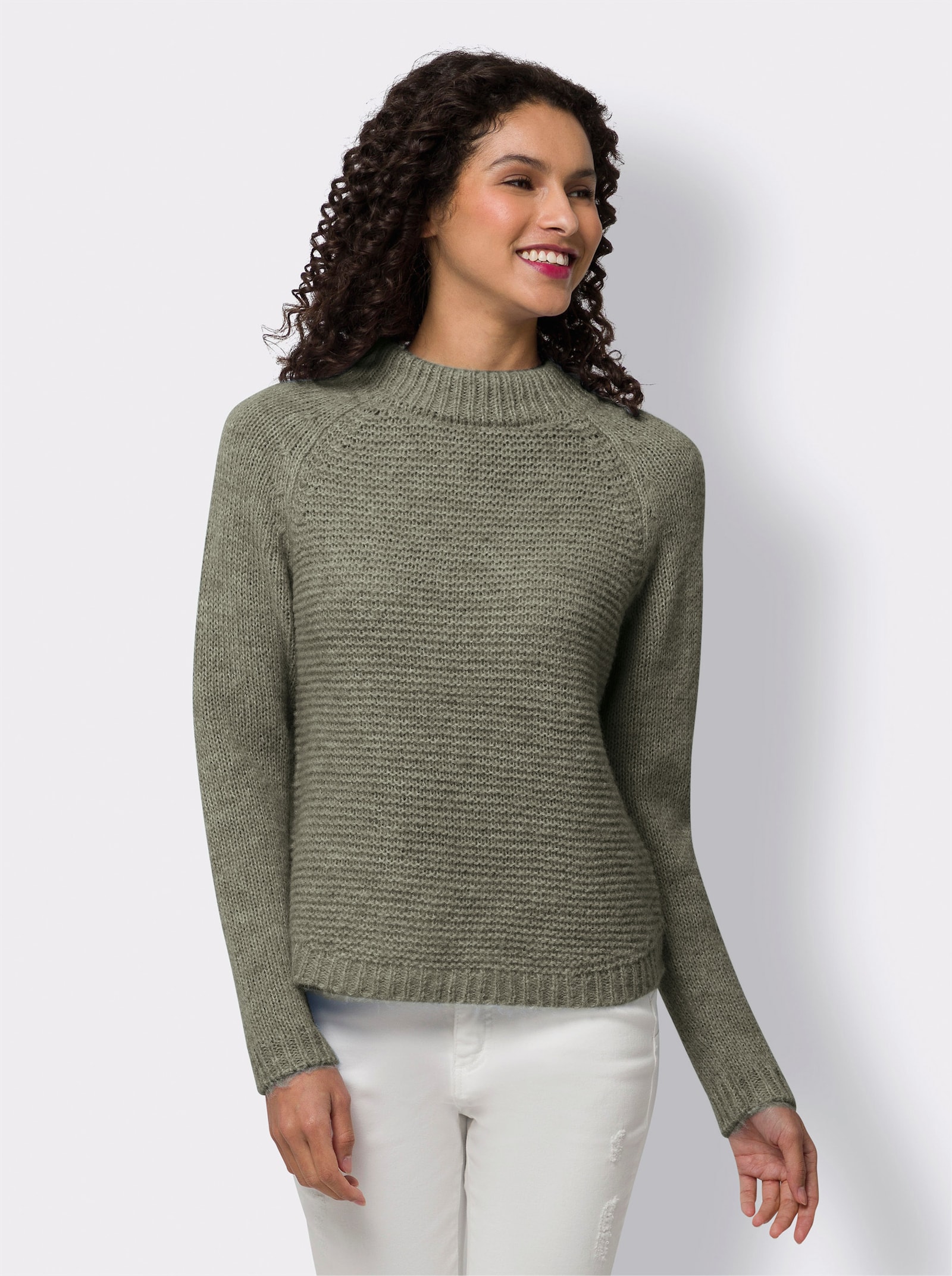 heine Strickpullover mit Raglan-Ärmel - khaki